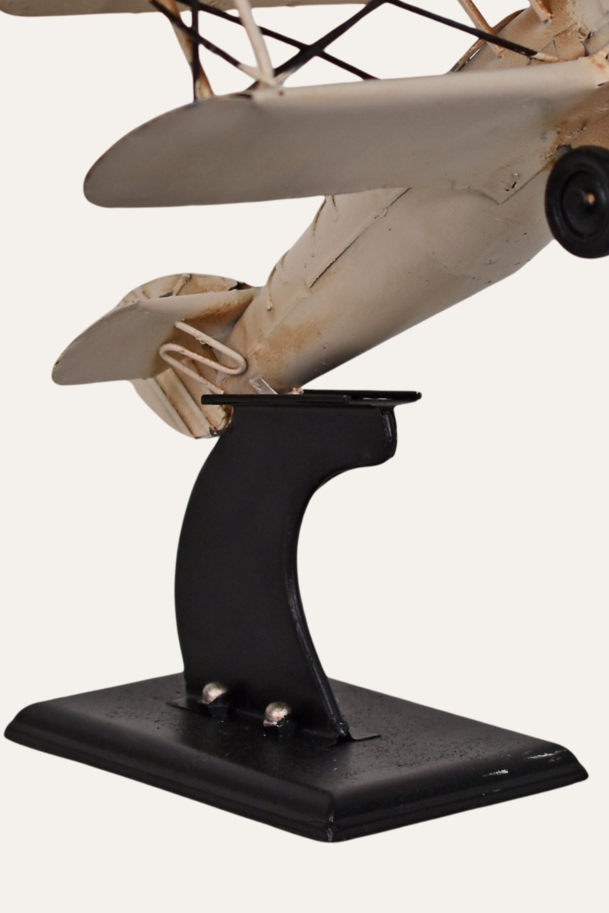 Vintage Metal Airplane Model Biplane Tabletop Décor