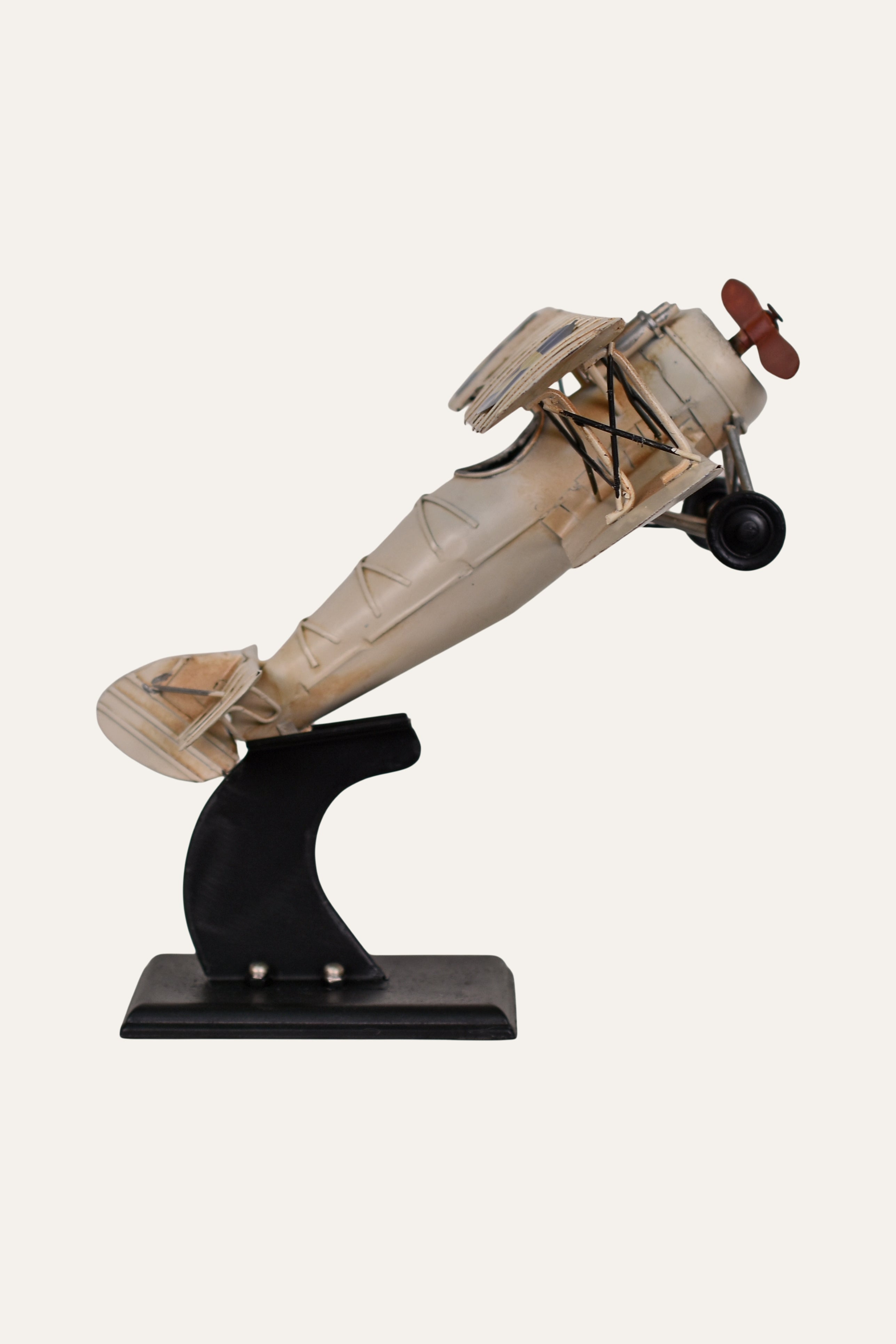 Vintage Metal Airplane Model Biplane Tabletop Décor