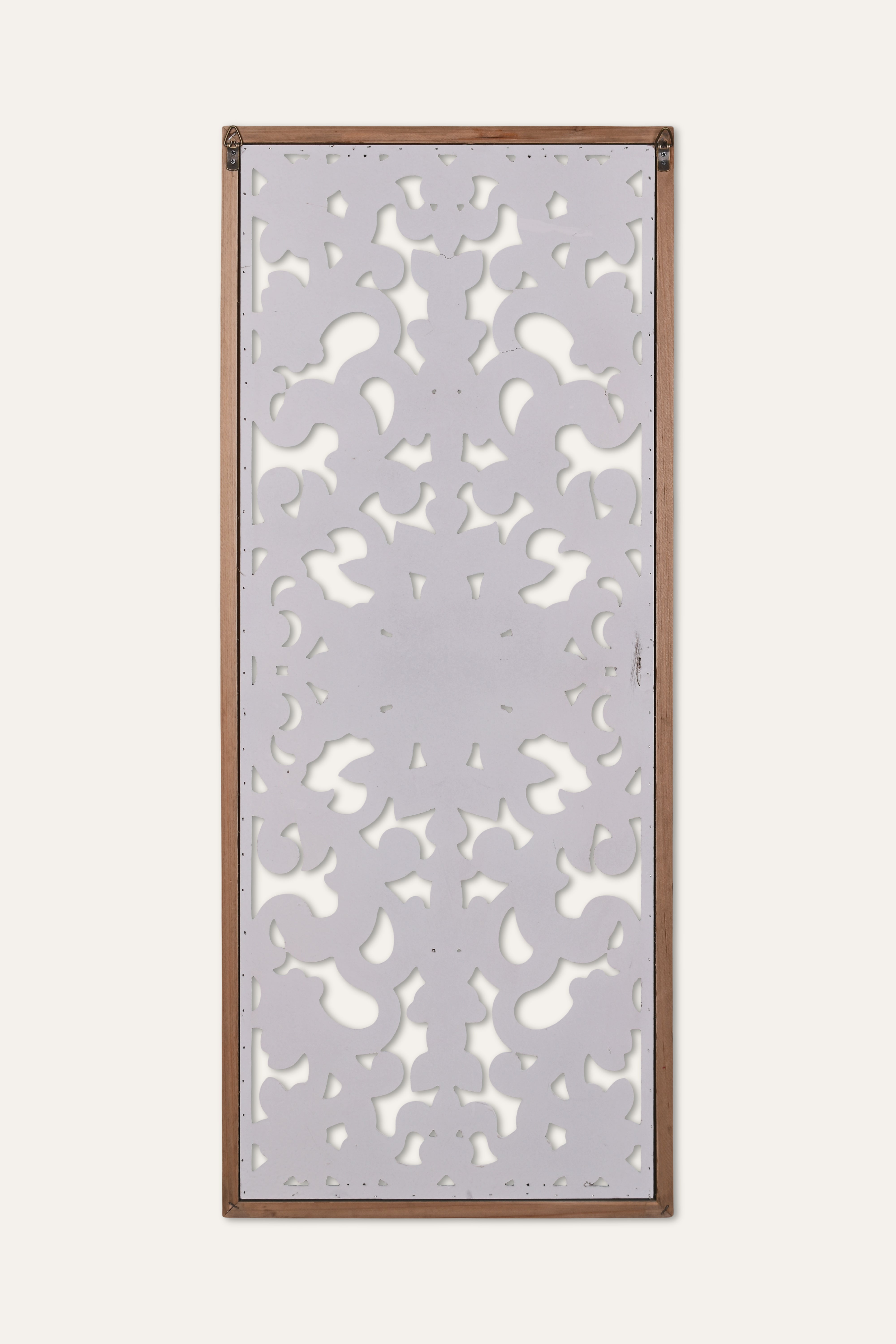 White Distressed Floral Carved Wooden Wall Panel