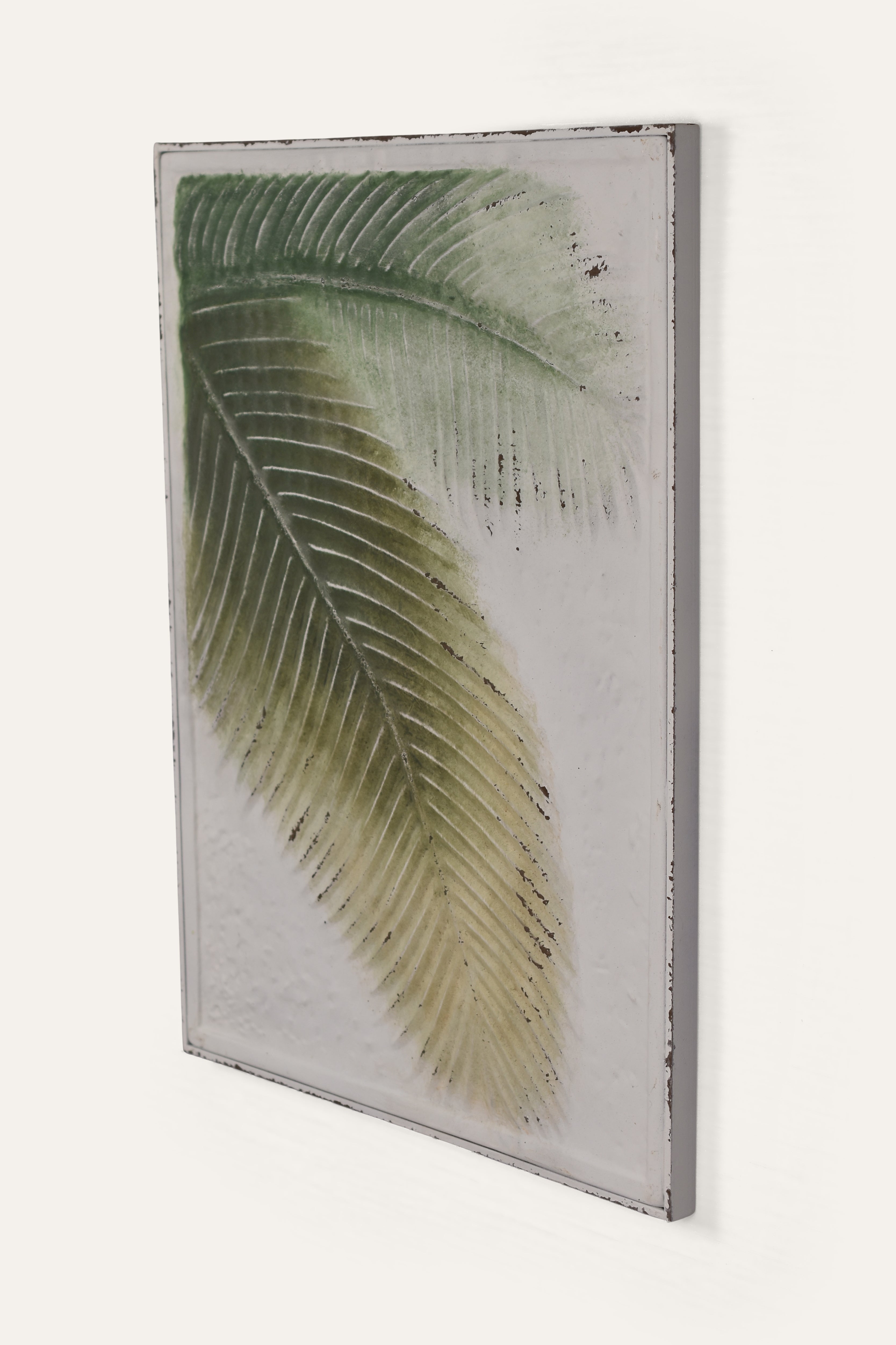 Vintage Tropical Leaf Iron Wall Art Panel