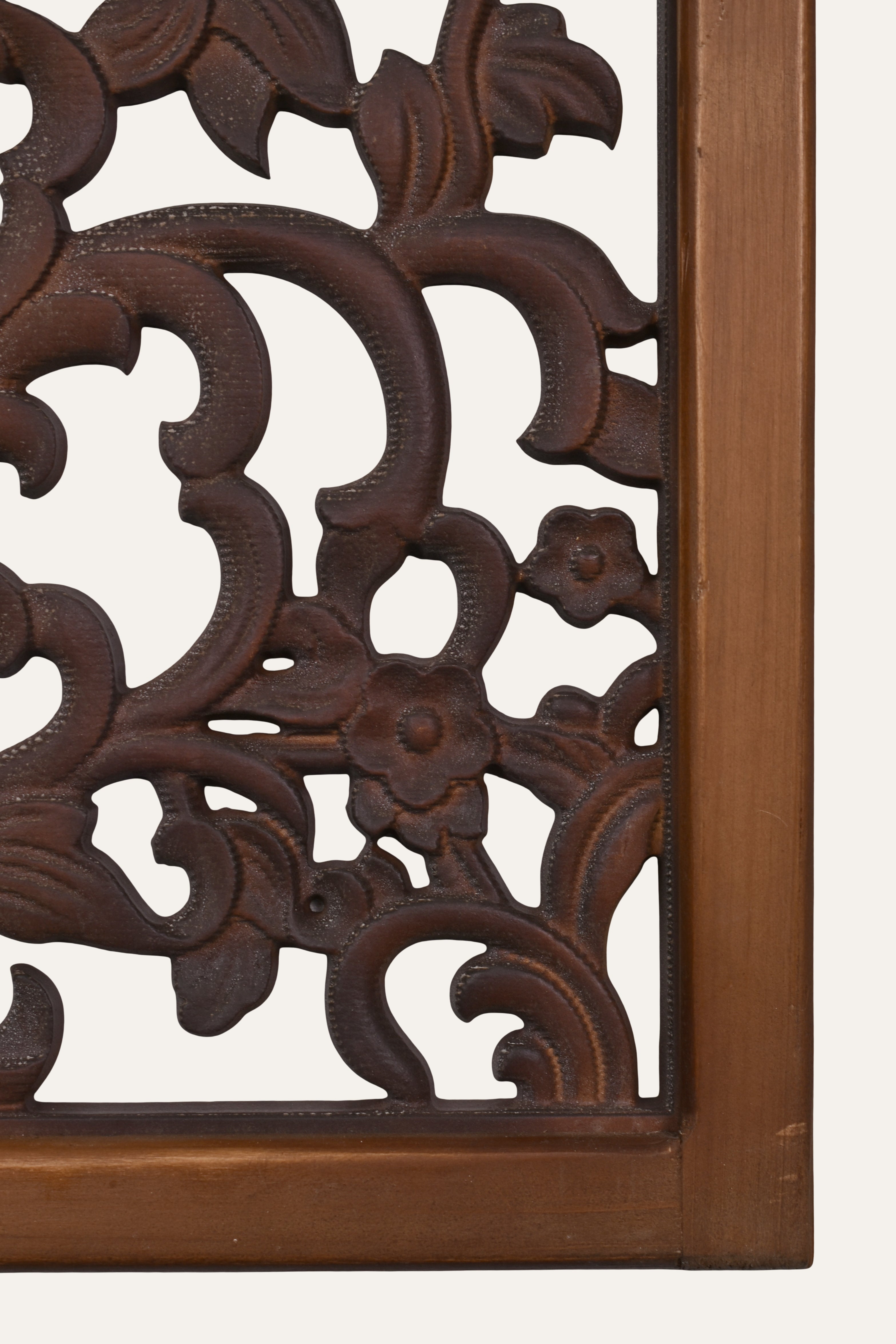 Handcrafted Floral Arch Iron Carved Wall Panel