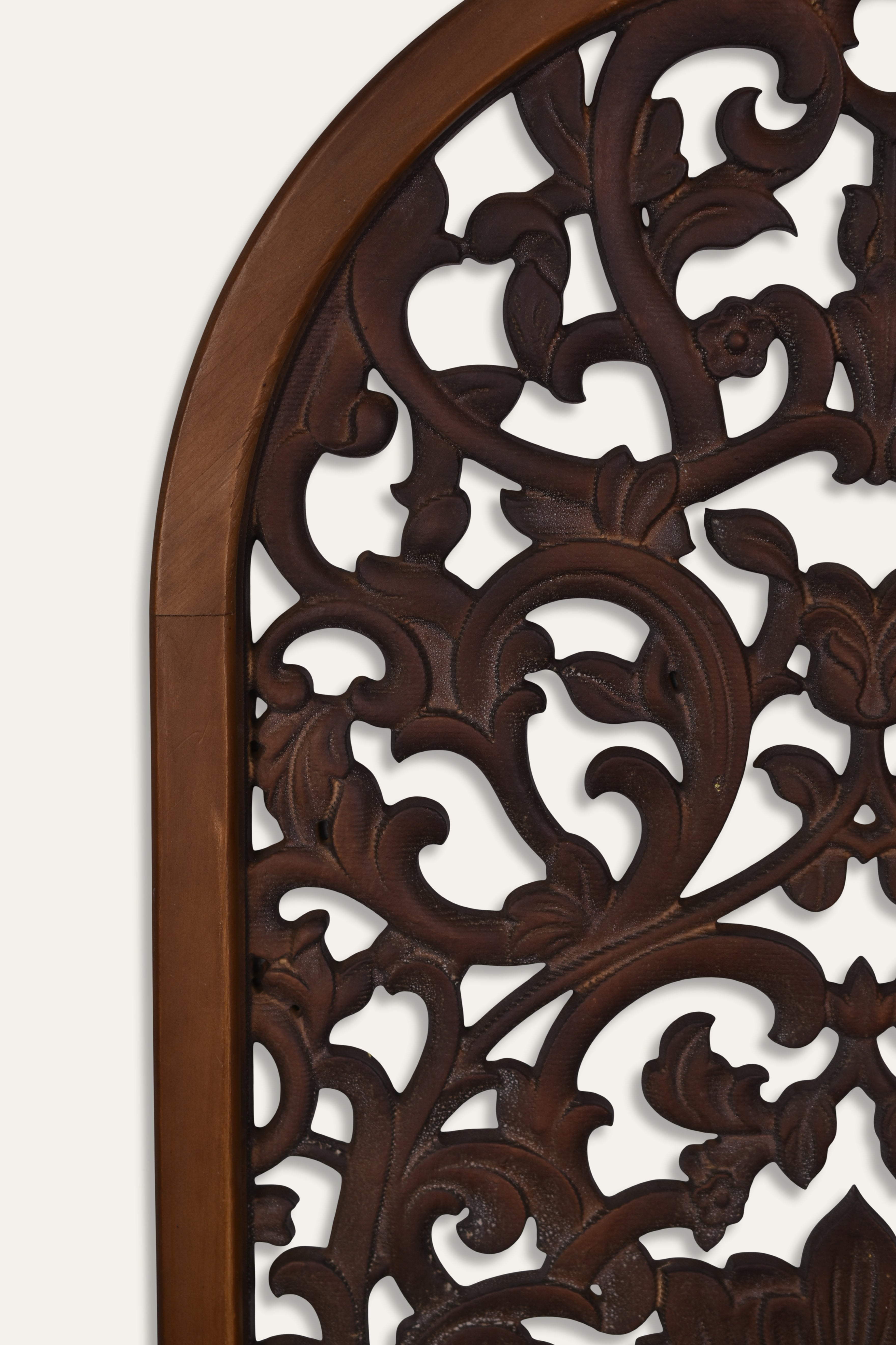 Handcrafted Floral Arch Wooden Carved Wall Panel