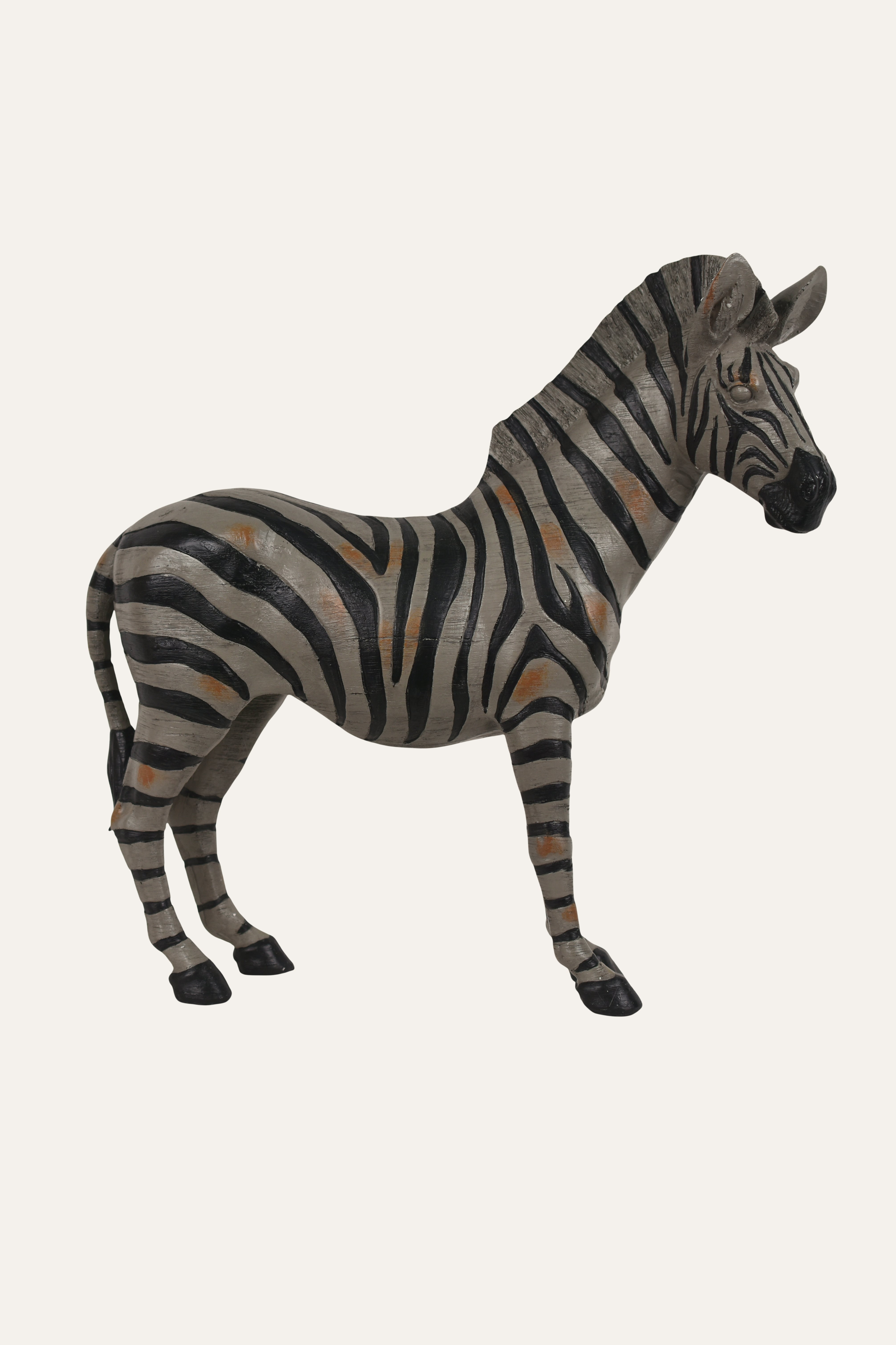 Modern Hand-Painted Resin Zebra Sculpture