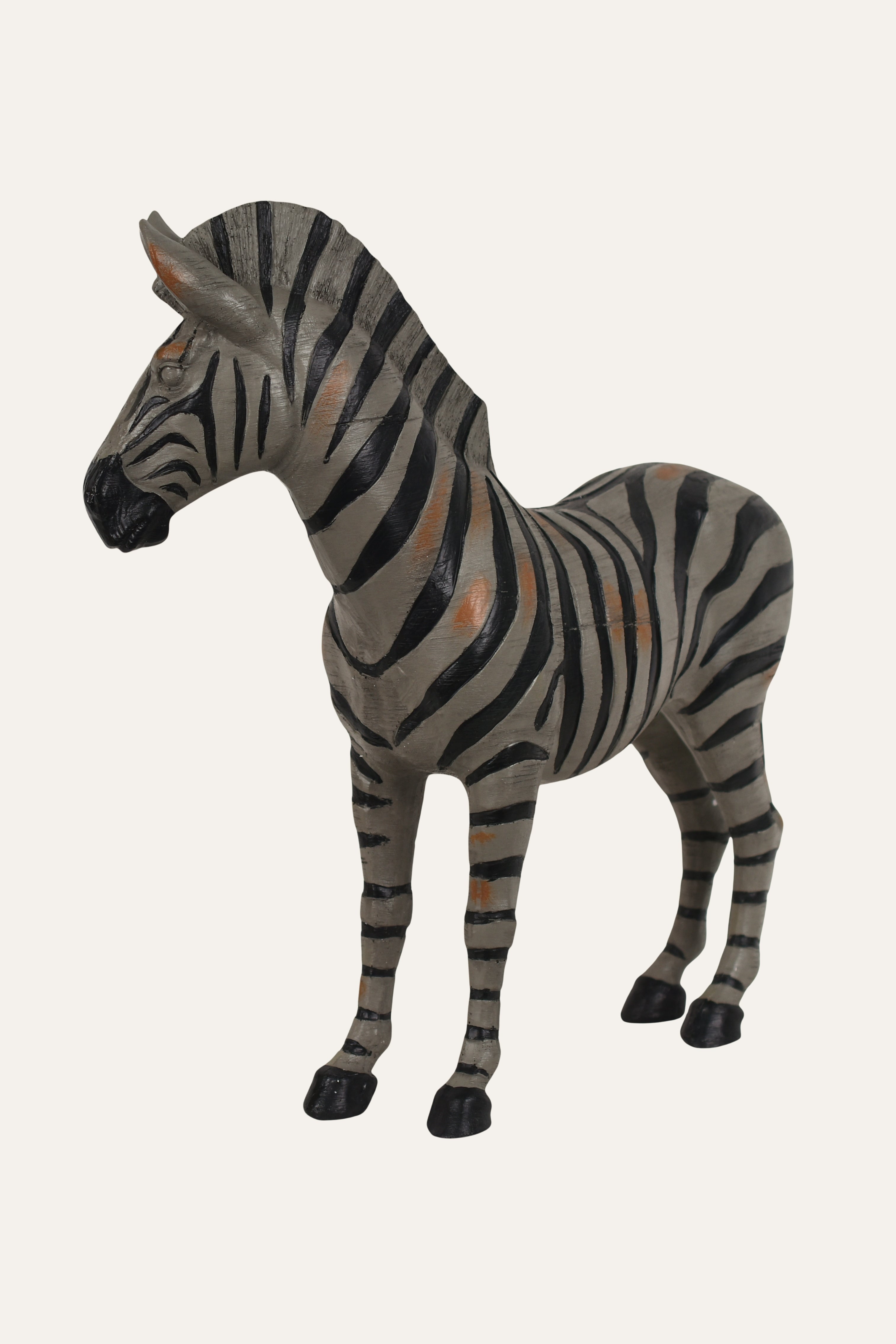 Modern Hand-Painted Resin Zebra Sculpture Set - Big