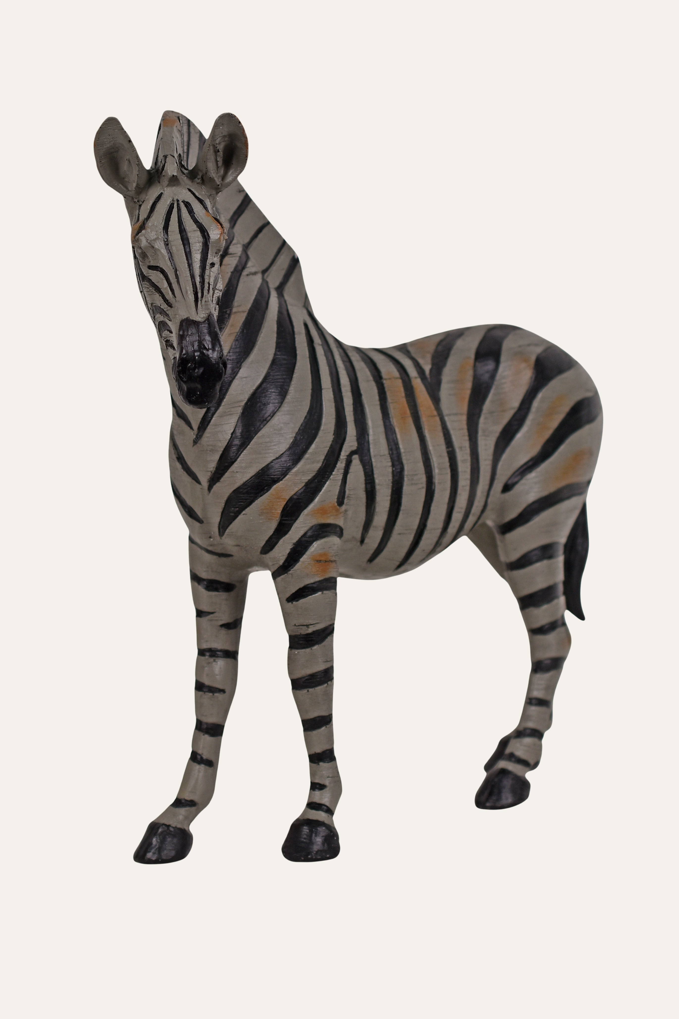 Modern Hand-Painted Resin Zebra Sculpture Set - Small