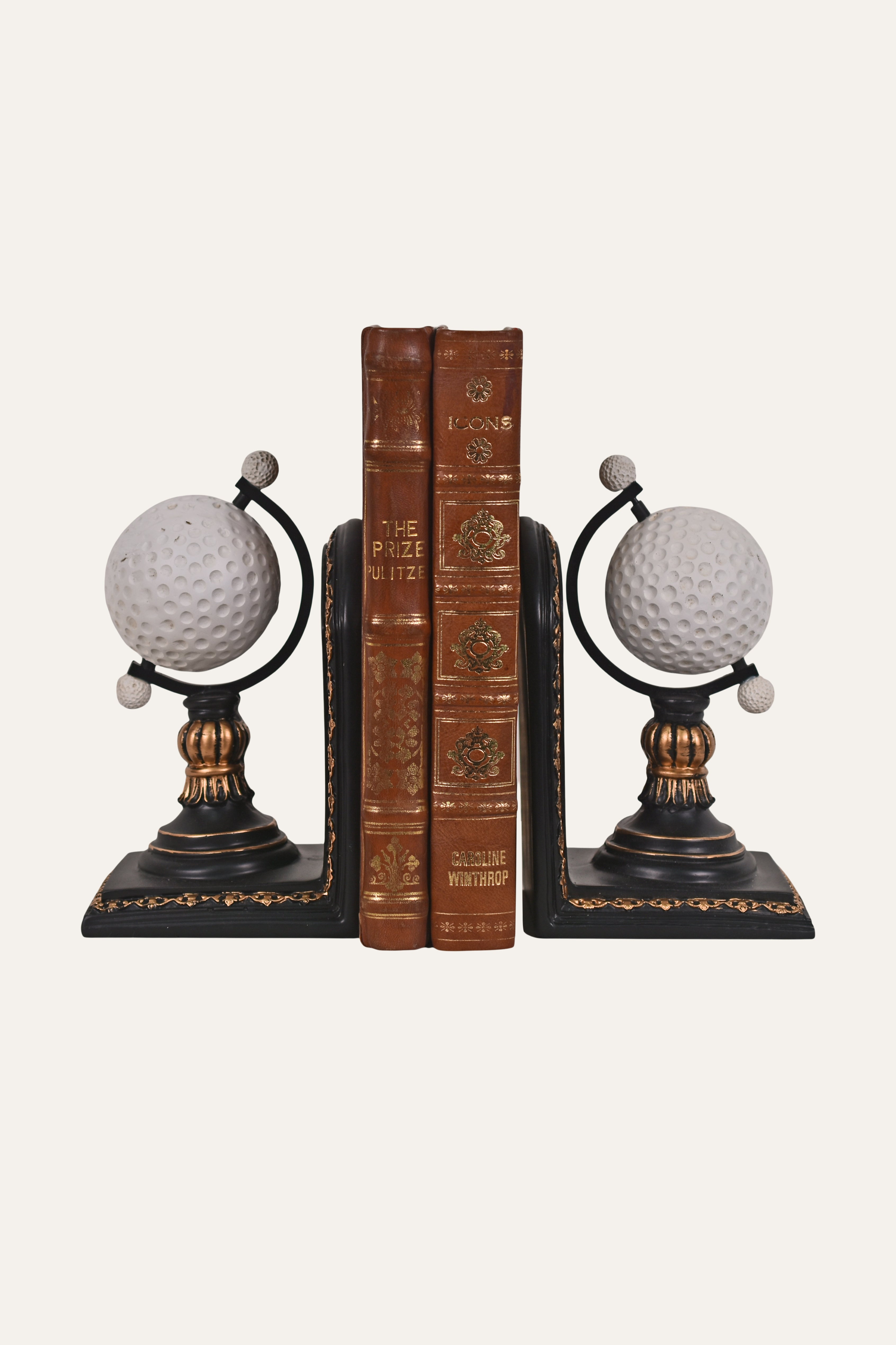 Vintage White Resin Golf Ball Bookends