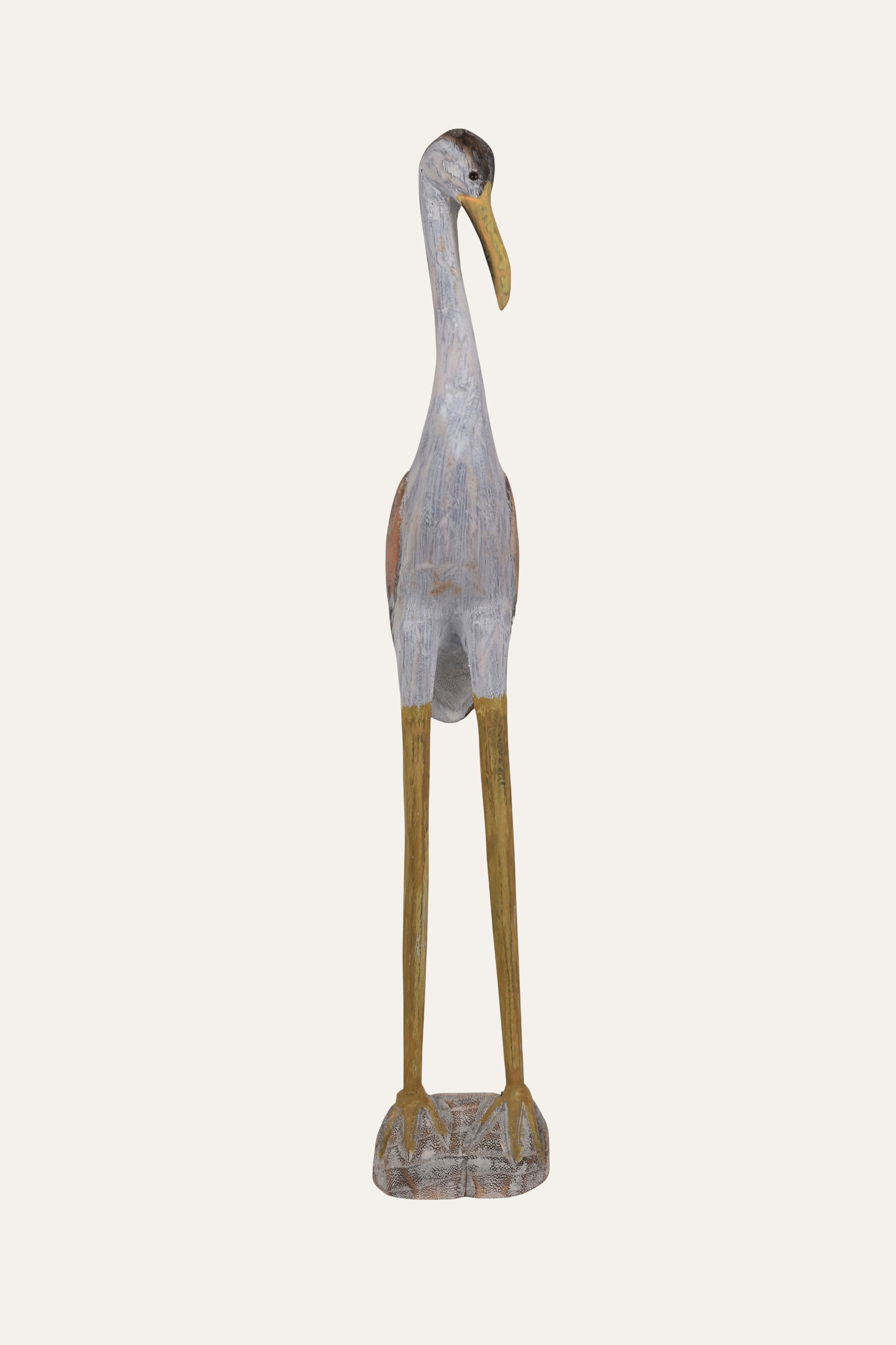 Handcrafted Paulownia Wood Tall Standing Bird Sculpture - Small
