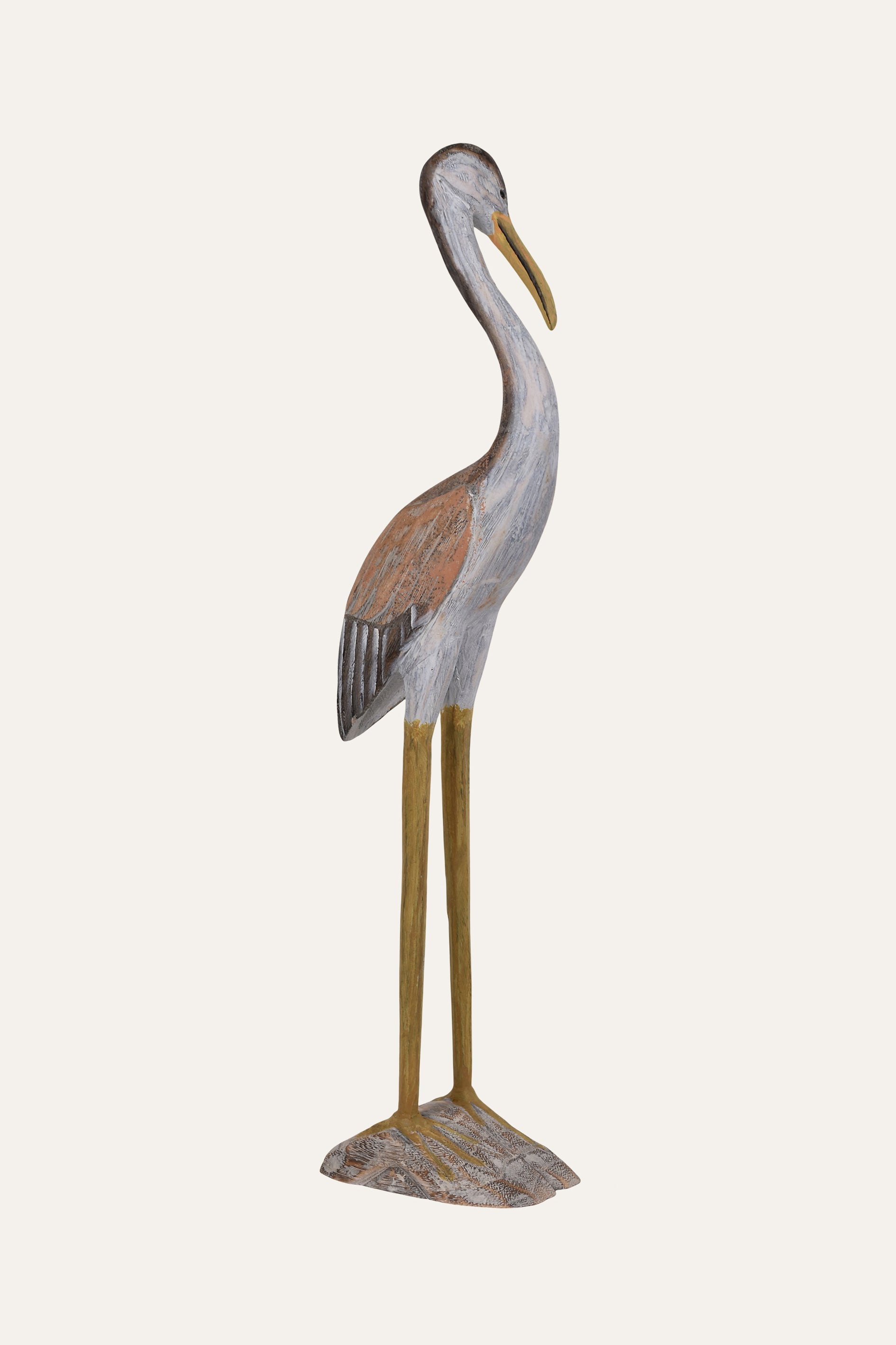 Handcrafted Paulownia Wood Tall Standing Bird Sculpture - Small