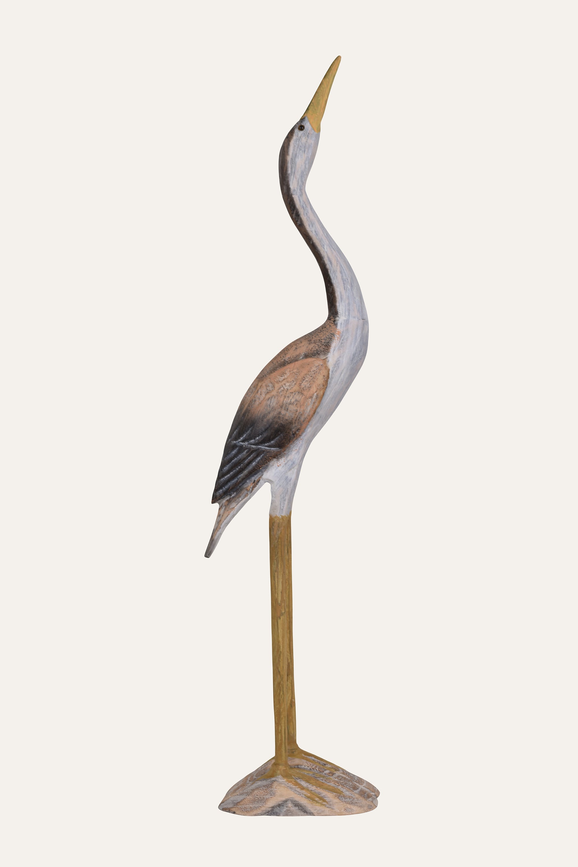 Handcrafted Paulownia Wood Tall Standing Bird Sculpture - Big