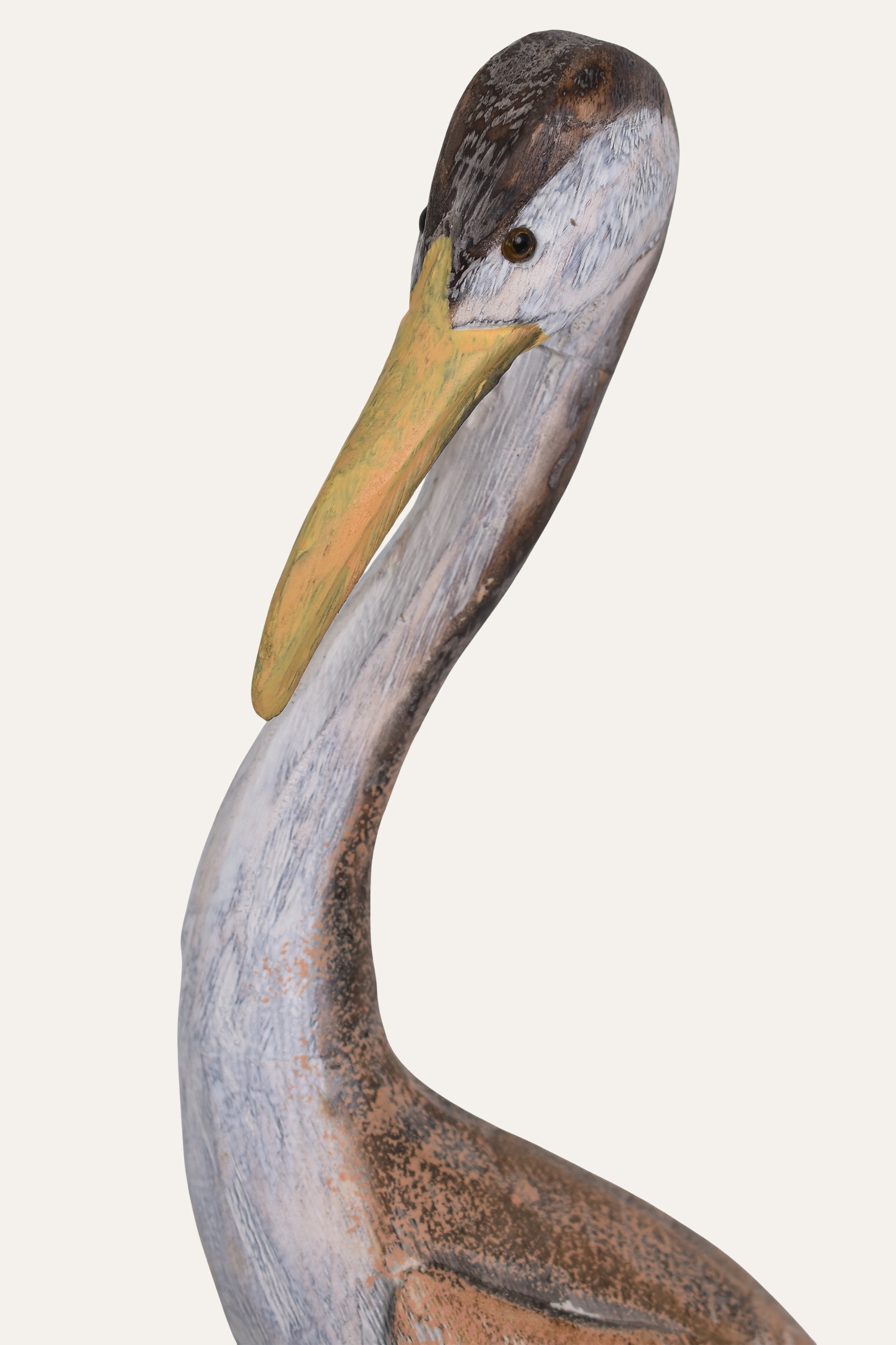 Handcrafted Paulownia Wood Tall Standing Bird Sculpture - Small