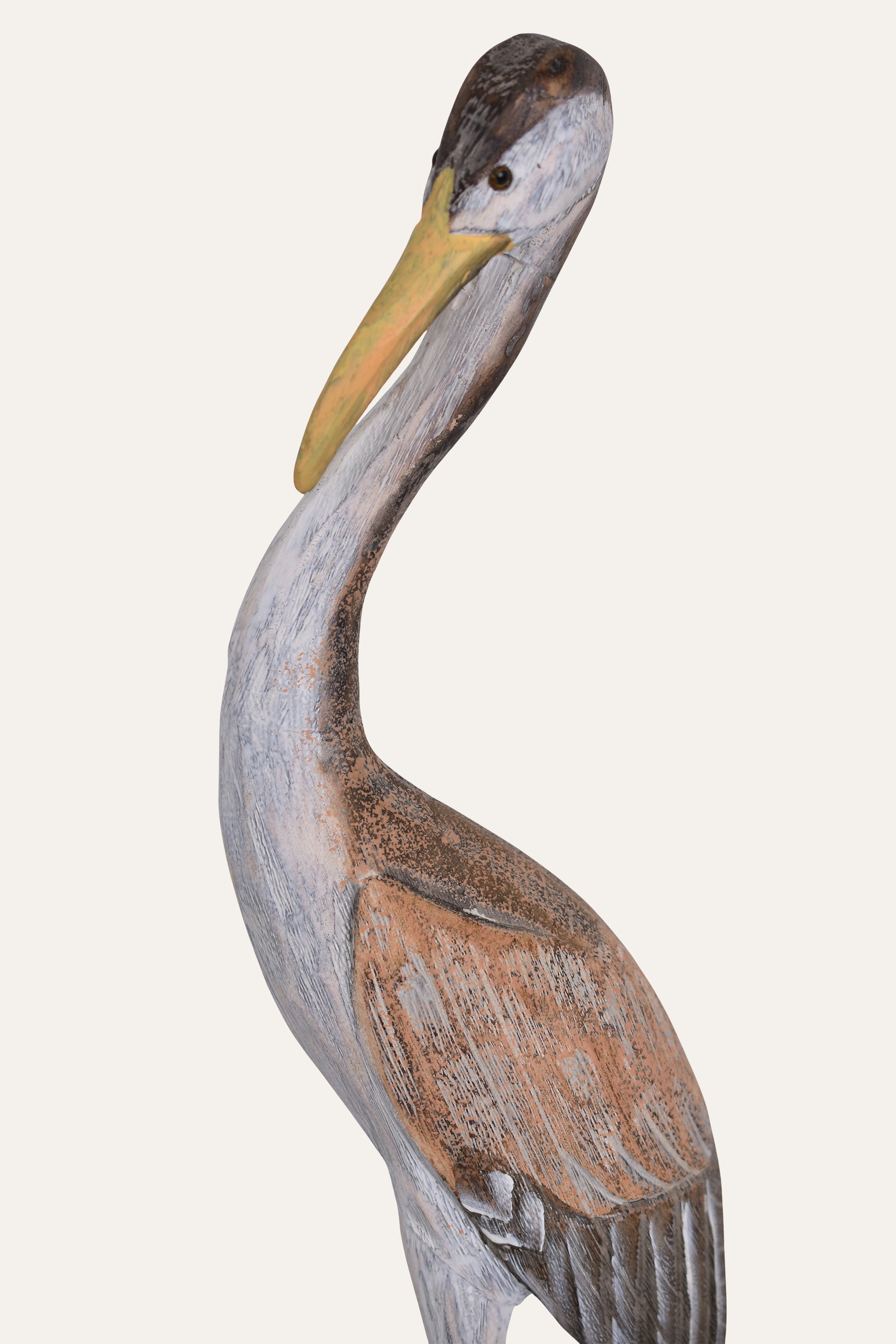 Handcrafted Paulownia Wood Tall Standing Bird Sculpture - Small