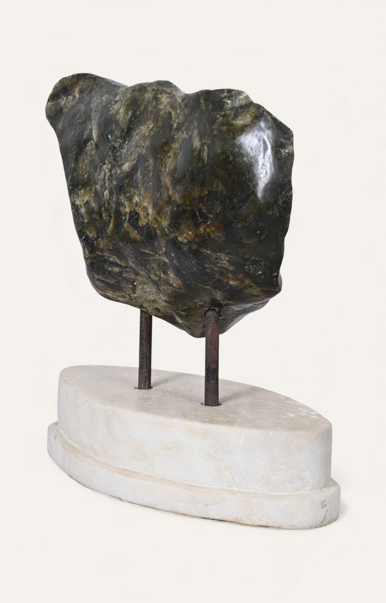 Labradorite Freeform Sculpture on Marble Base
