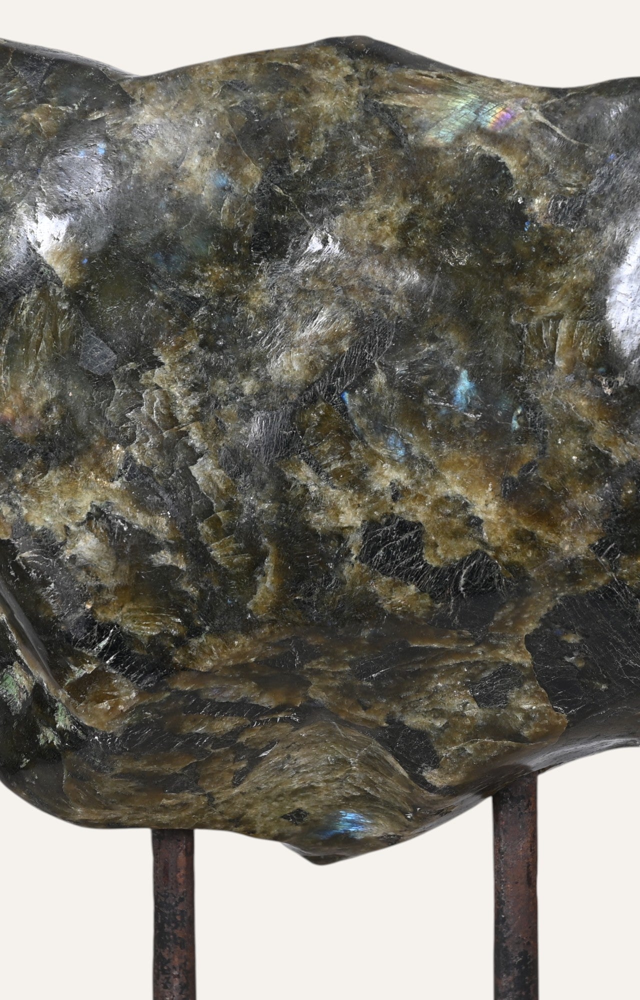 Labradorite Freeform Sculpture on Marble Base