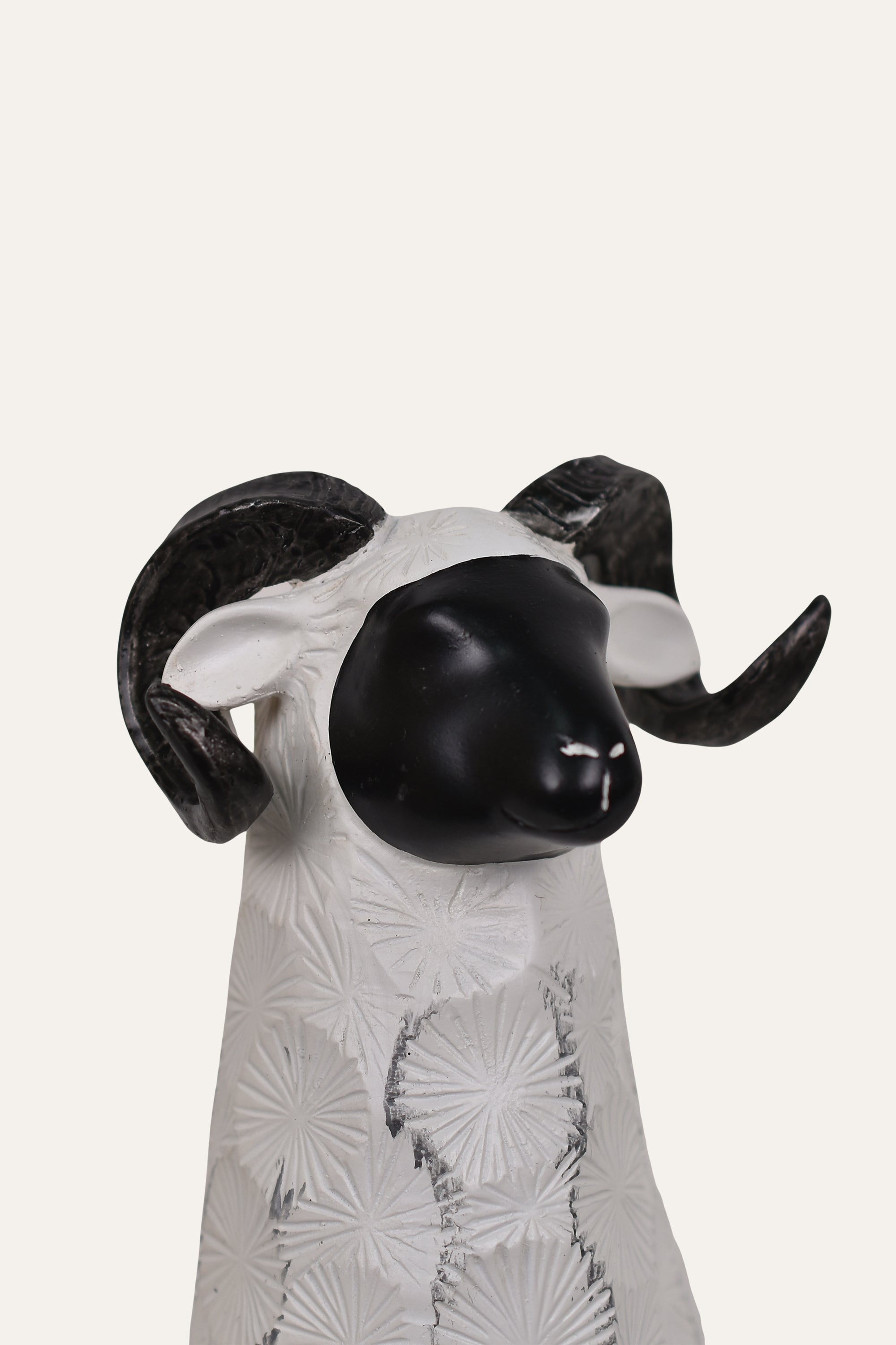Modern White & Black Resin Sheep Figurine Set