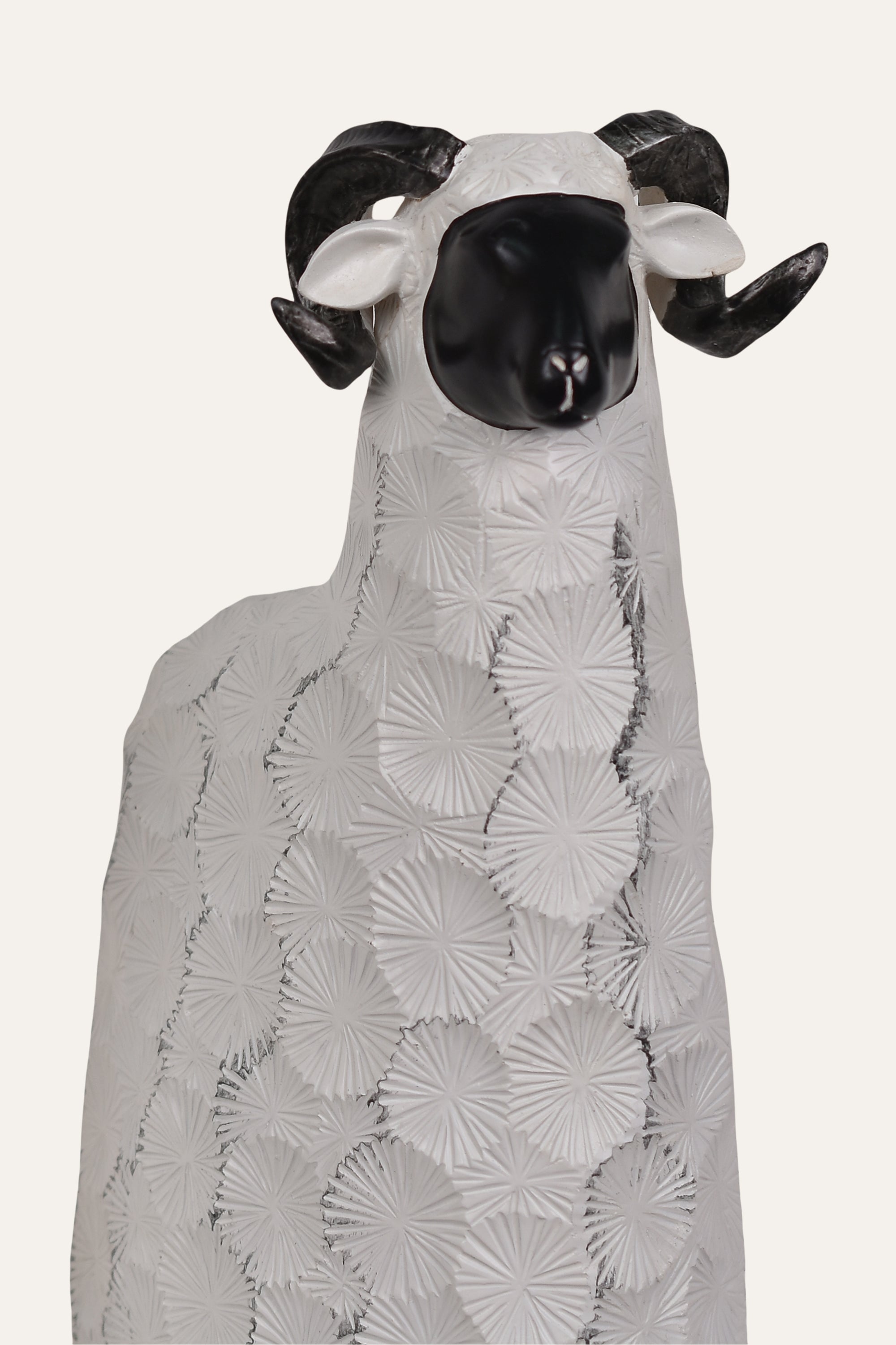 Modern White & Black Resin Sheep Figurine Set