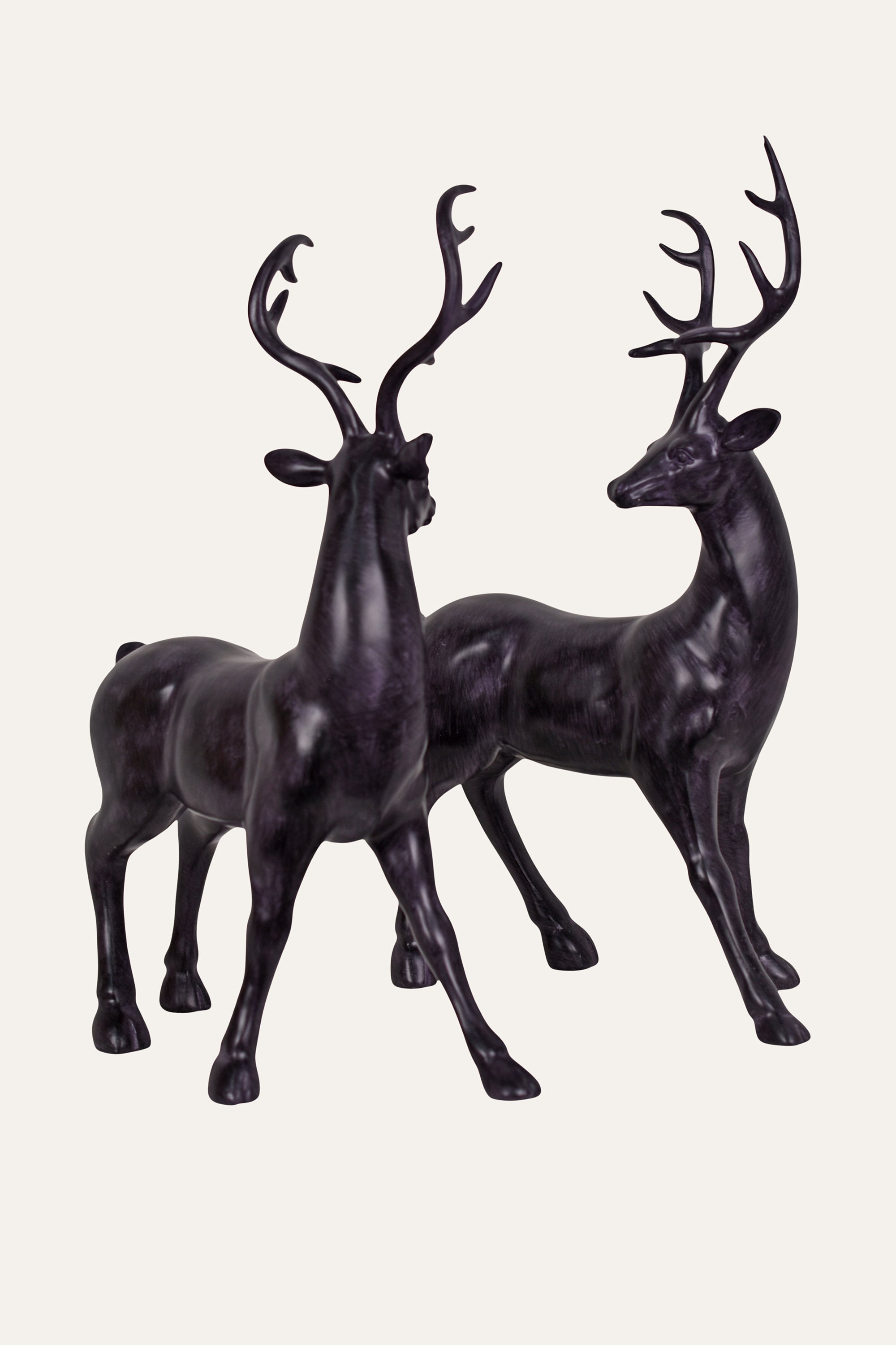 Decorative Black Resin Deer Figurine Set Table Décor
