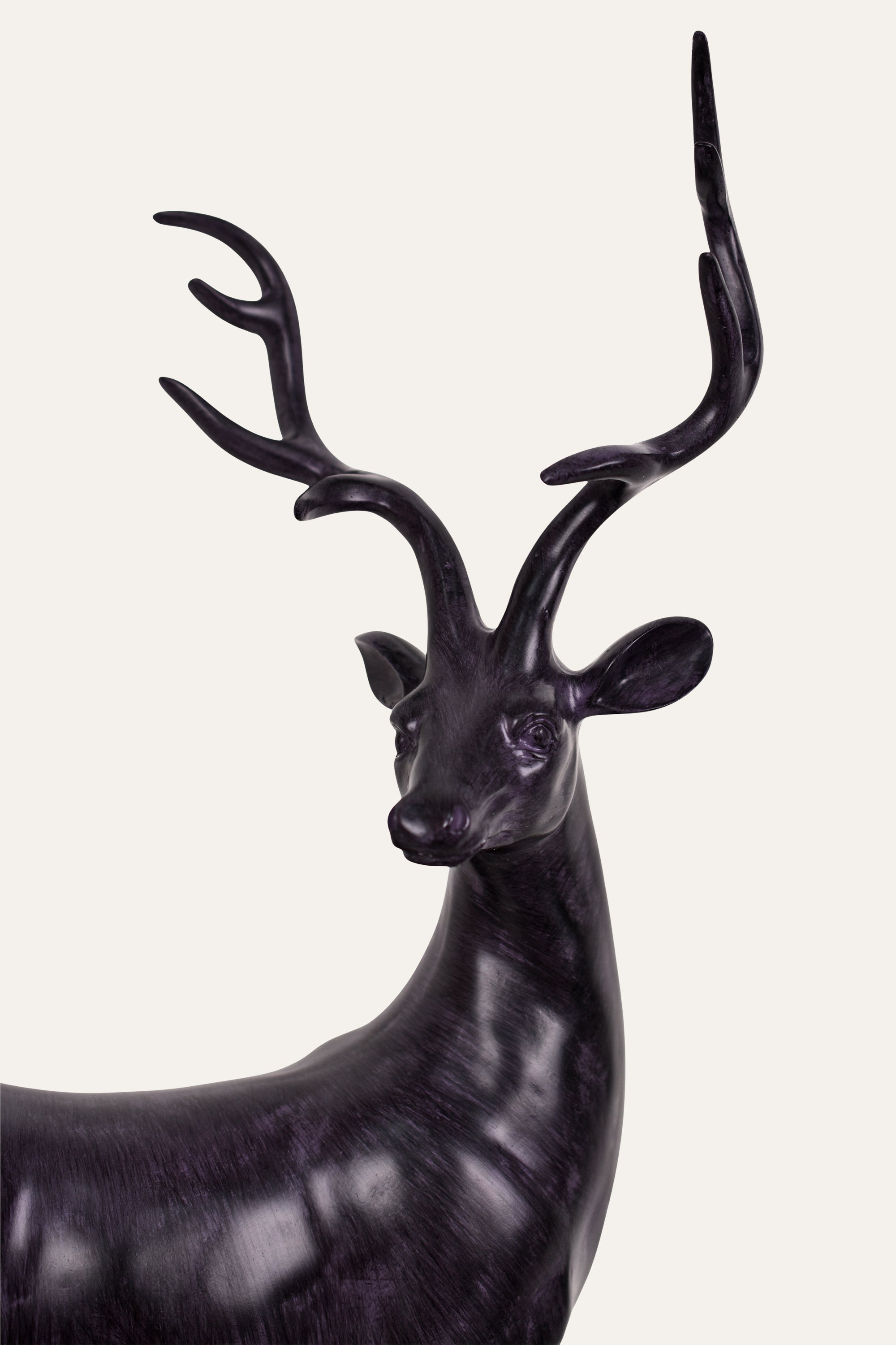 Decorative Black Resin Deer Figurine Set Table Décor