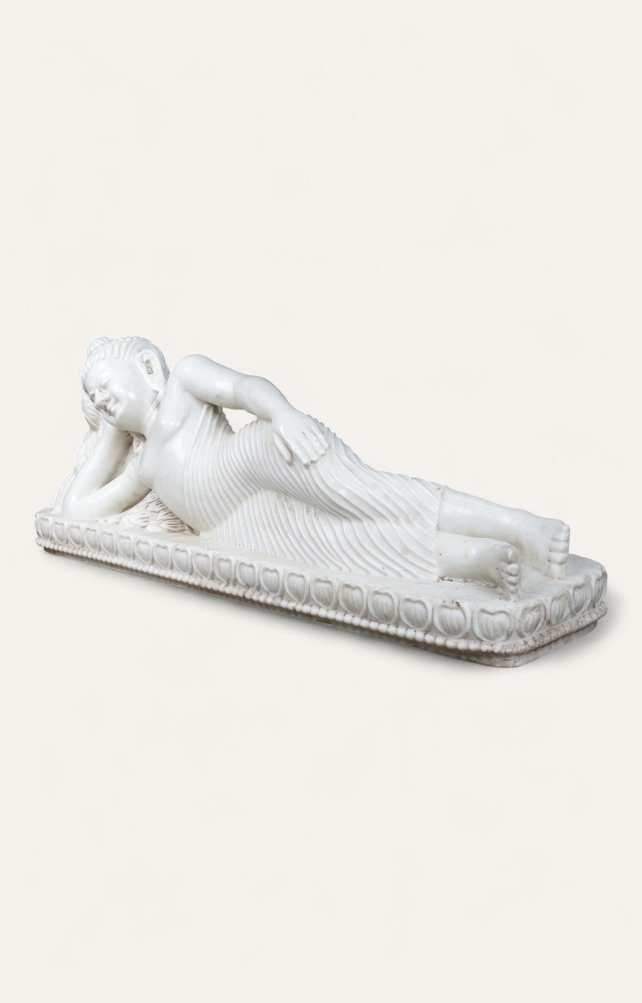 Pure White Marble Reclining Buddha Sculpture – Symbol of Enlightenment