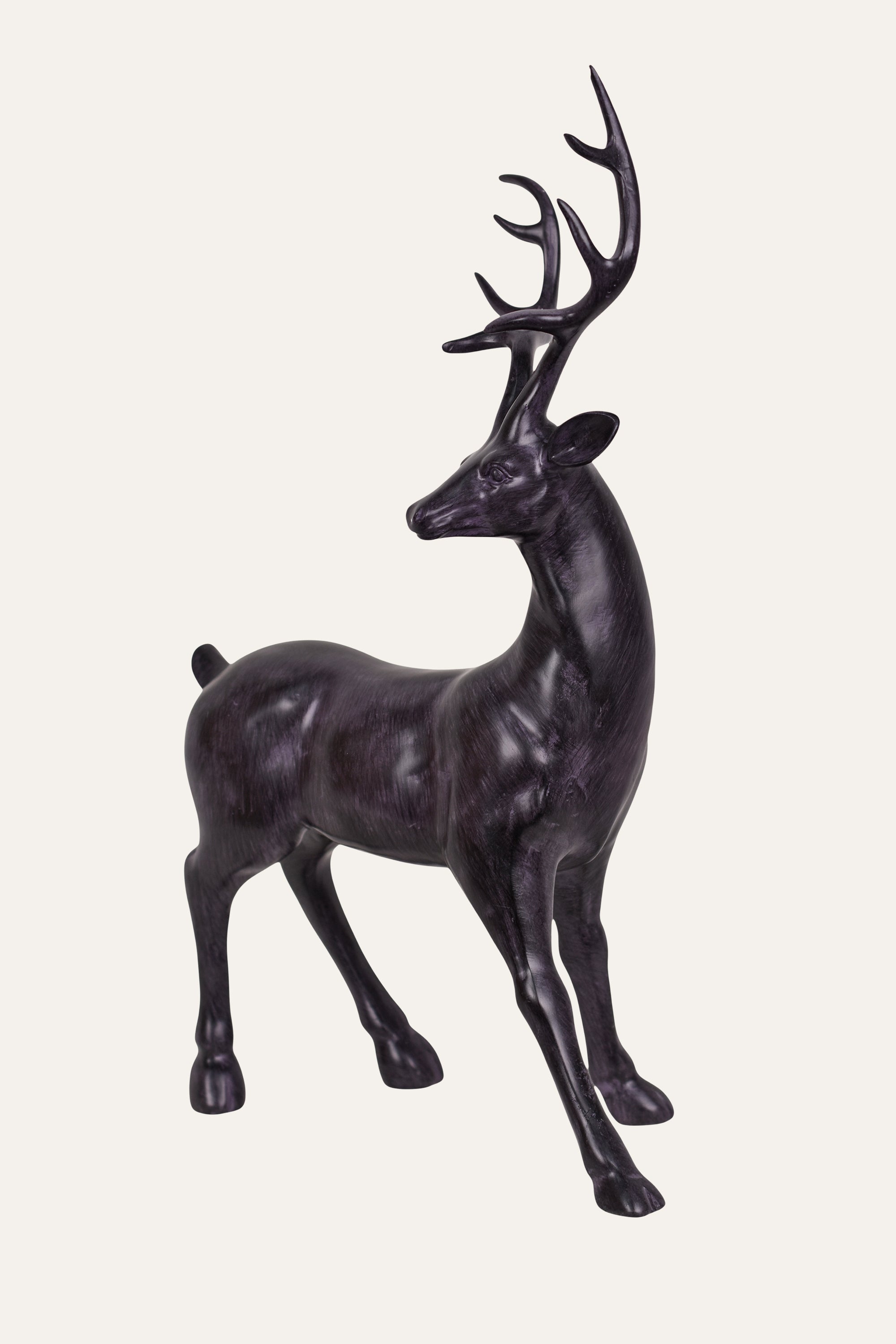 Decorative Black Resin Deer Figurine Set Table Décor