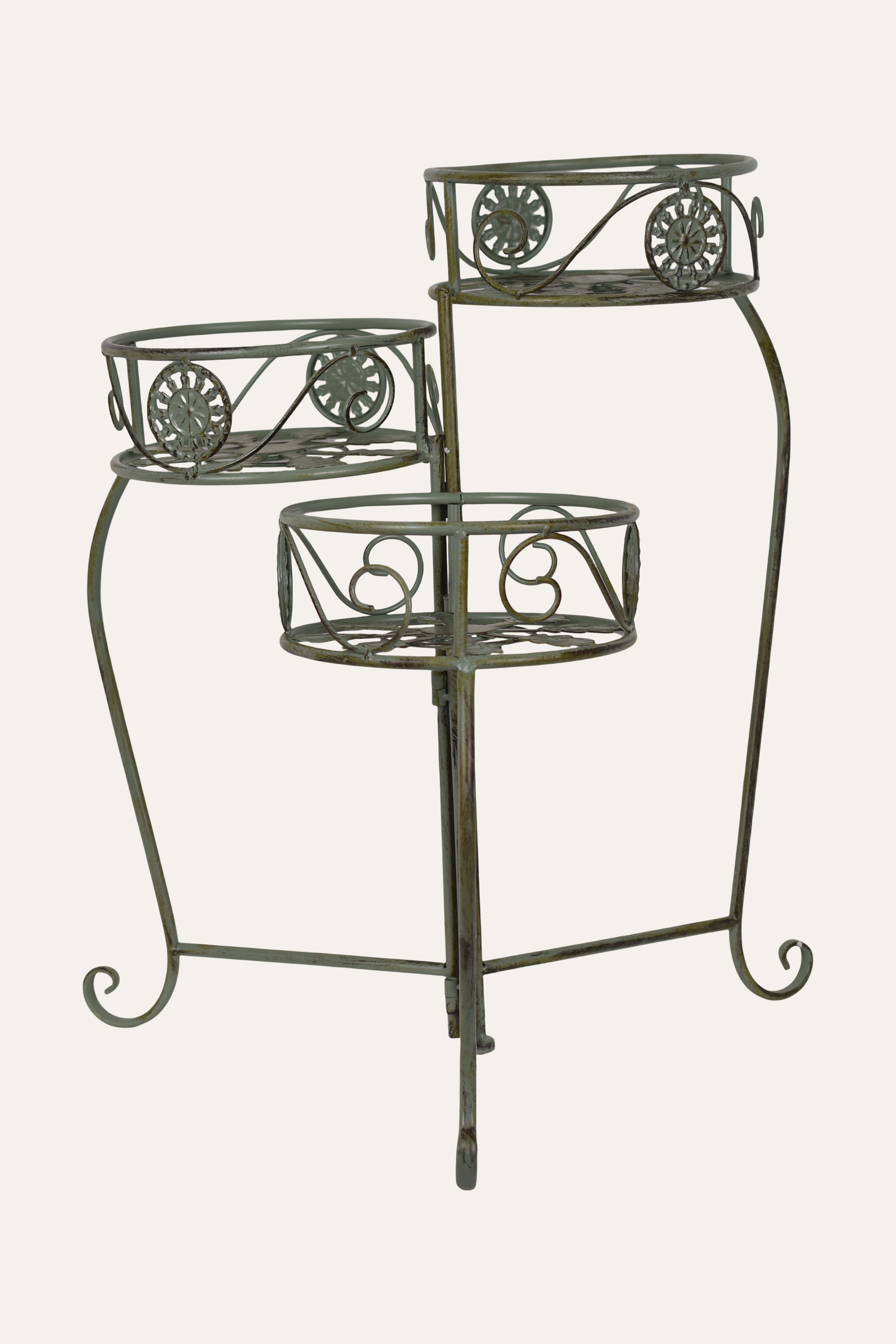 Ornate Iron 3-Tier Plant Stand
