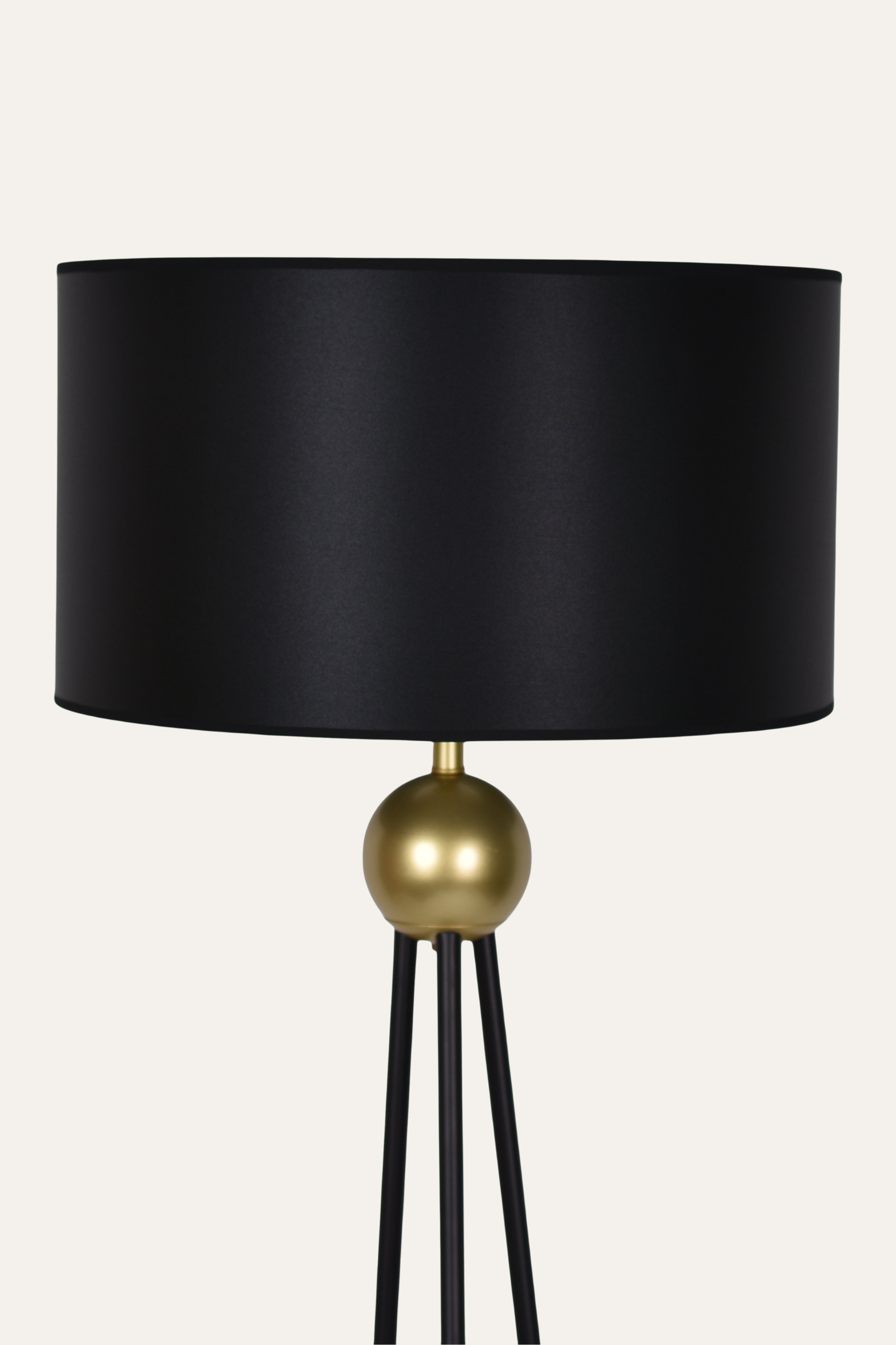 Minimalist Tripod Black Floor Lamp with Gold Base