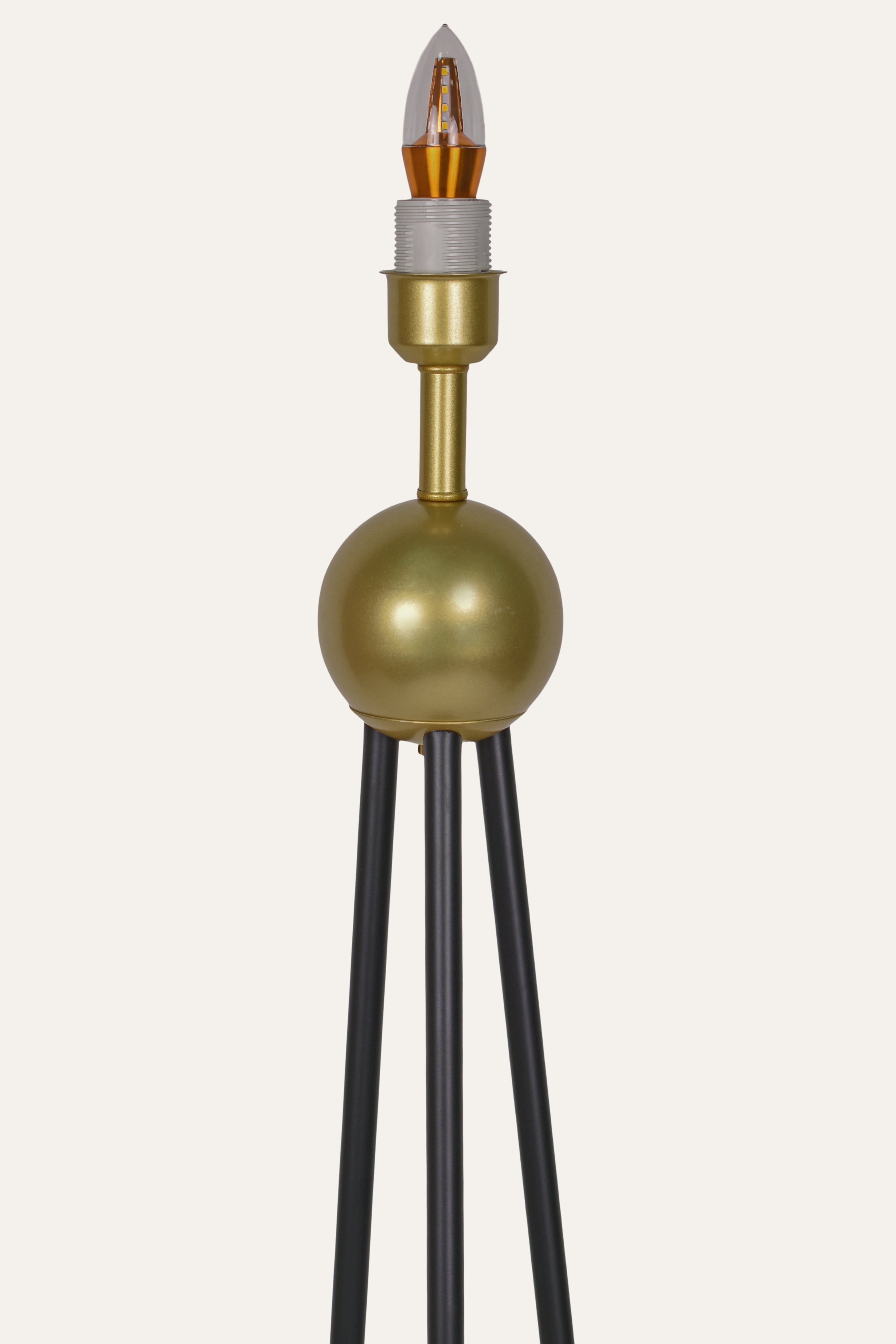 Minimalist Tripod Black Floor Lamp with Gold Base