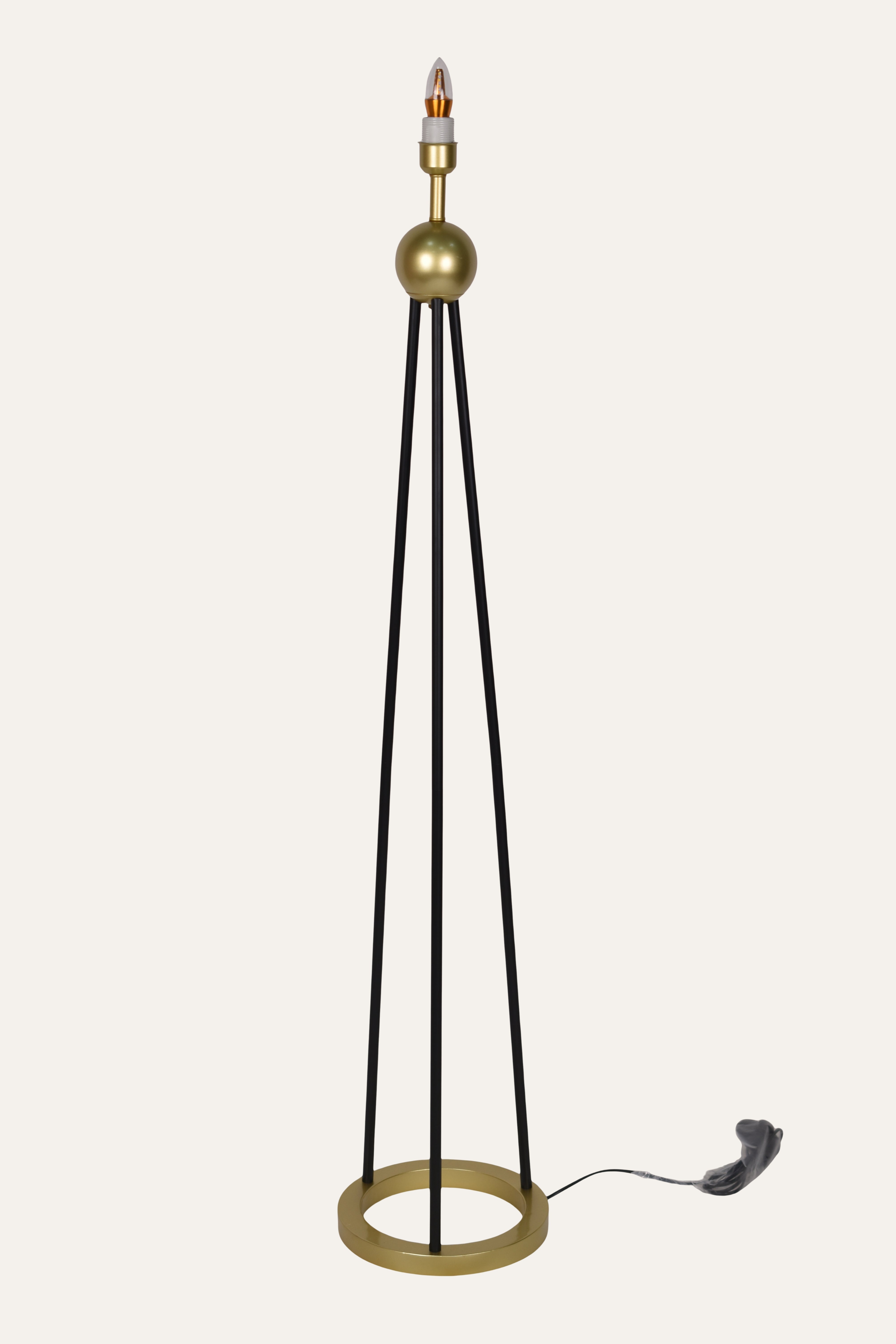 Minimalist Tripod Black Floor Lamp with Gold Base