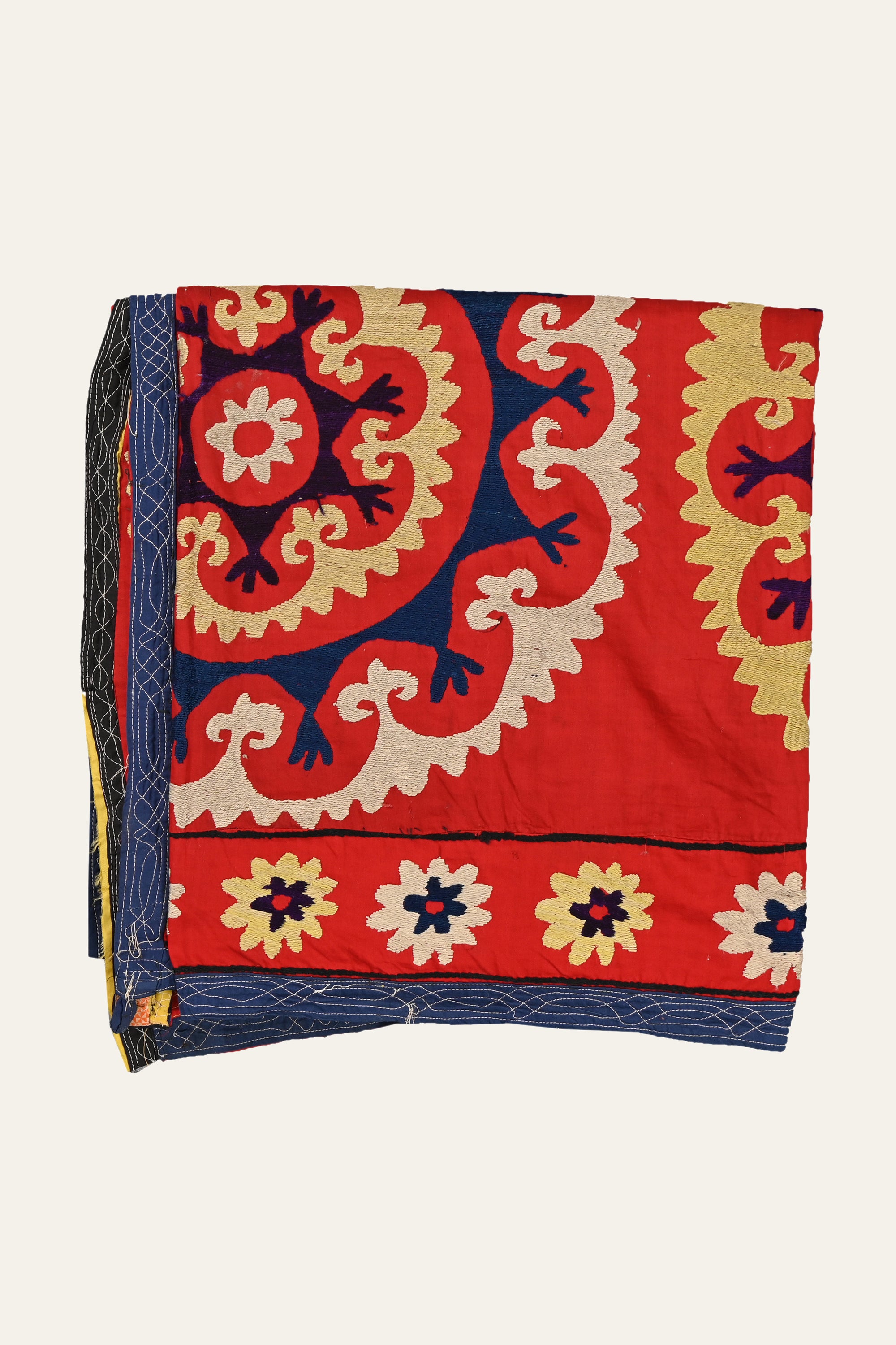 Rosette Red Suzani Antique Wall Tapestry