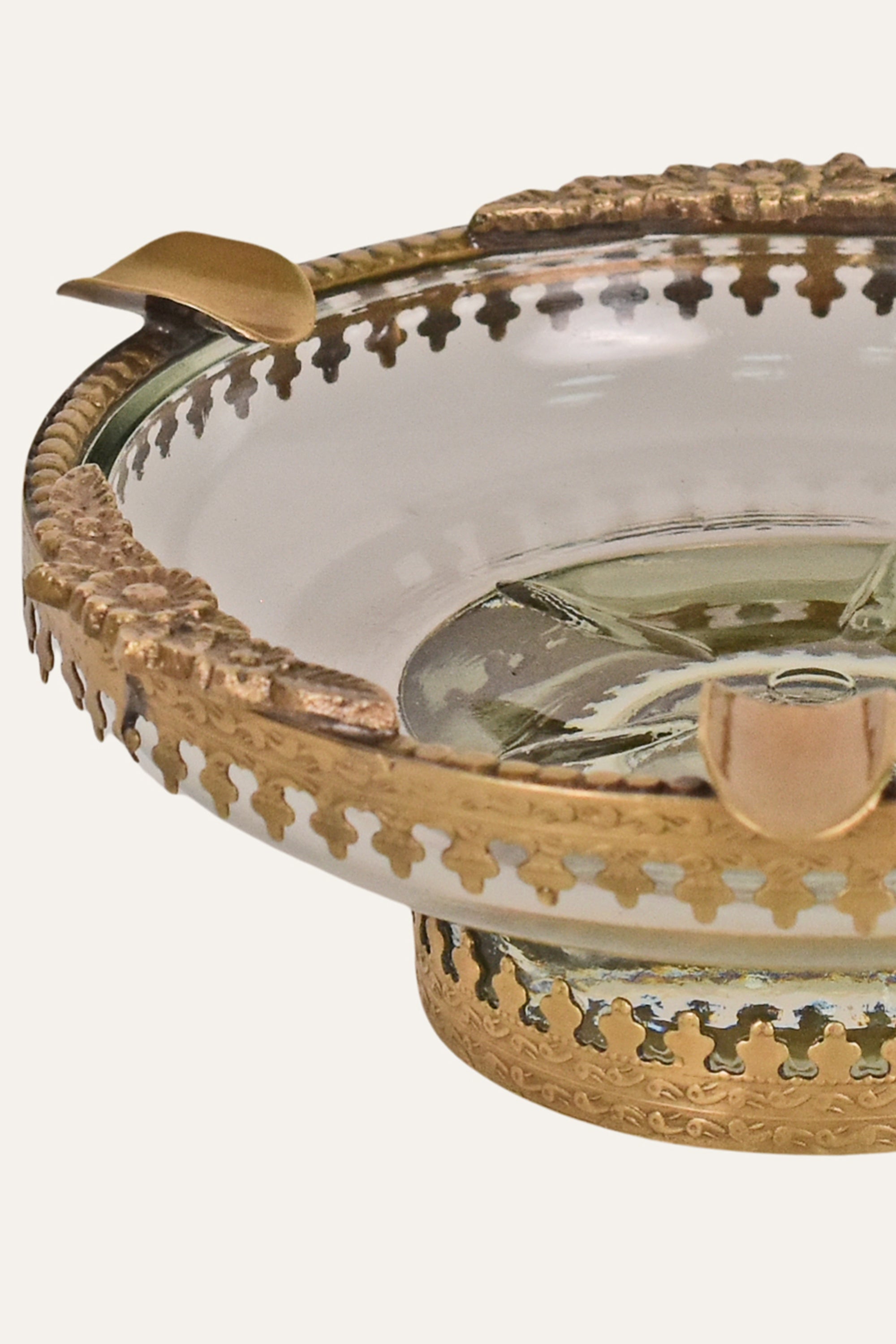 Antique Brass & Cut Glass Ash Tray