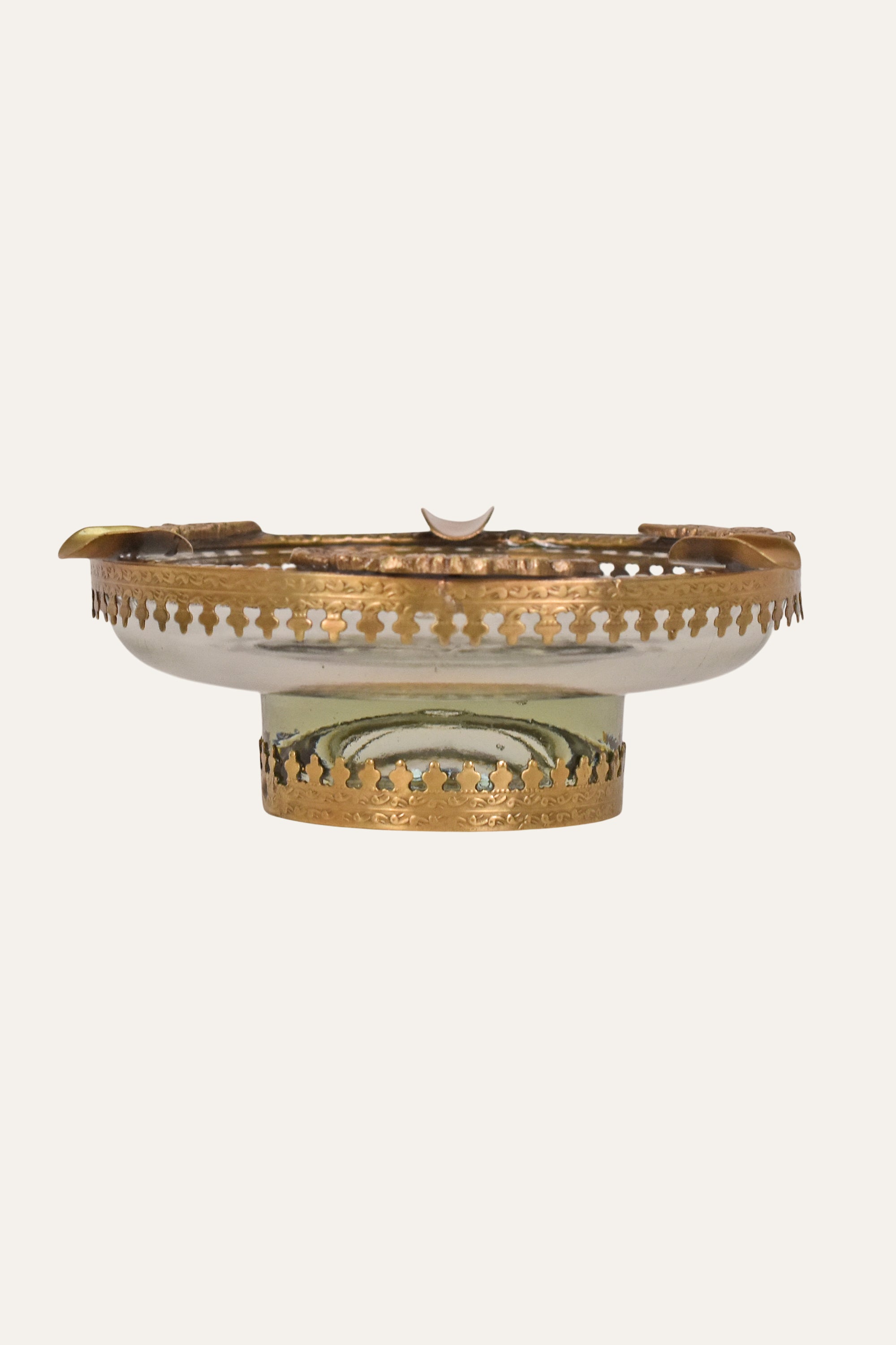 Antique Brass & Cut Glass Ash Tray