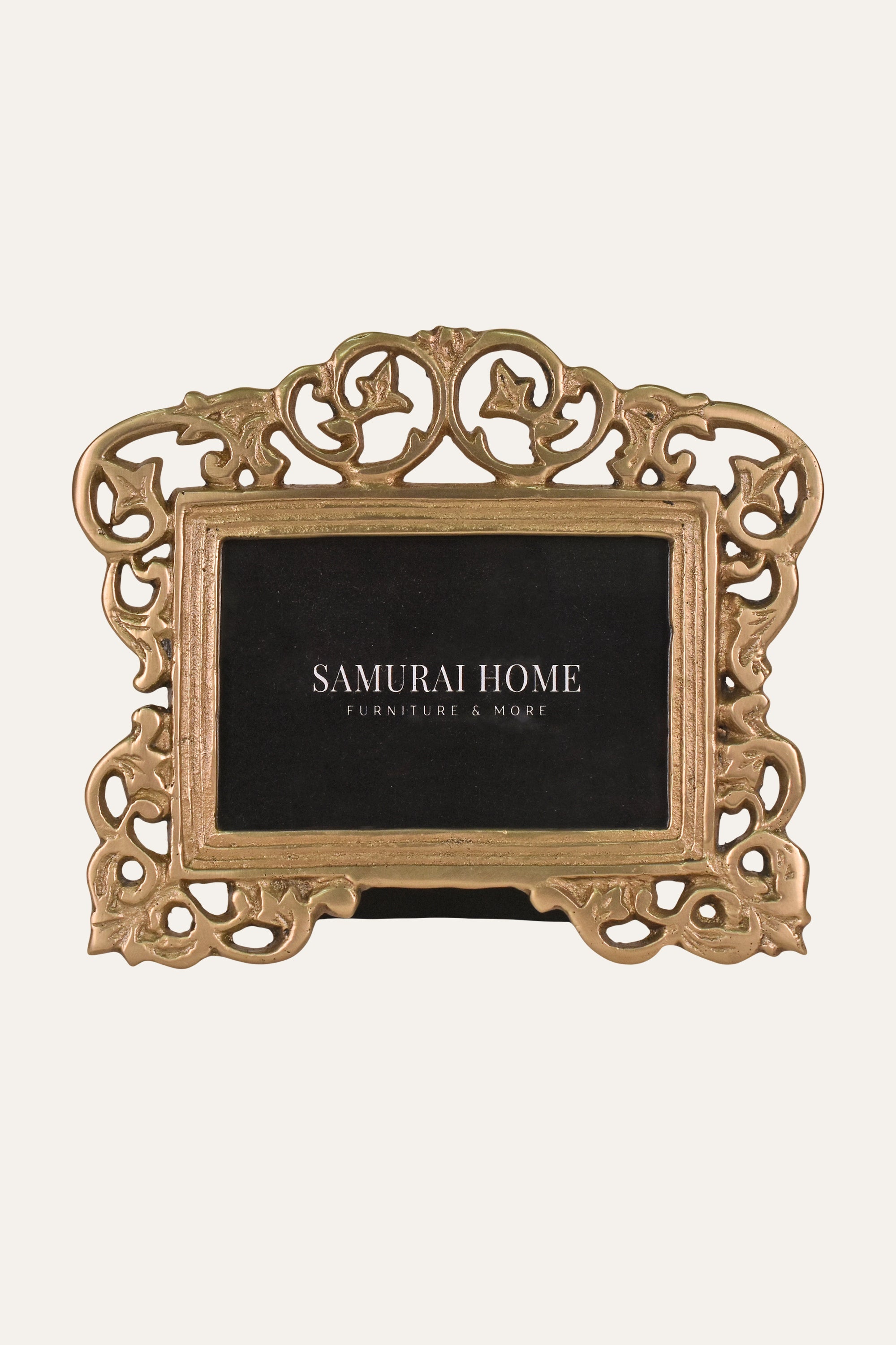 Antique Brass Decorative Photo Frame with Ornate Cutwork Border