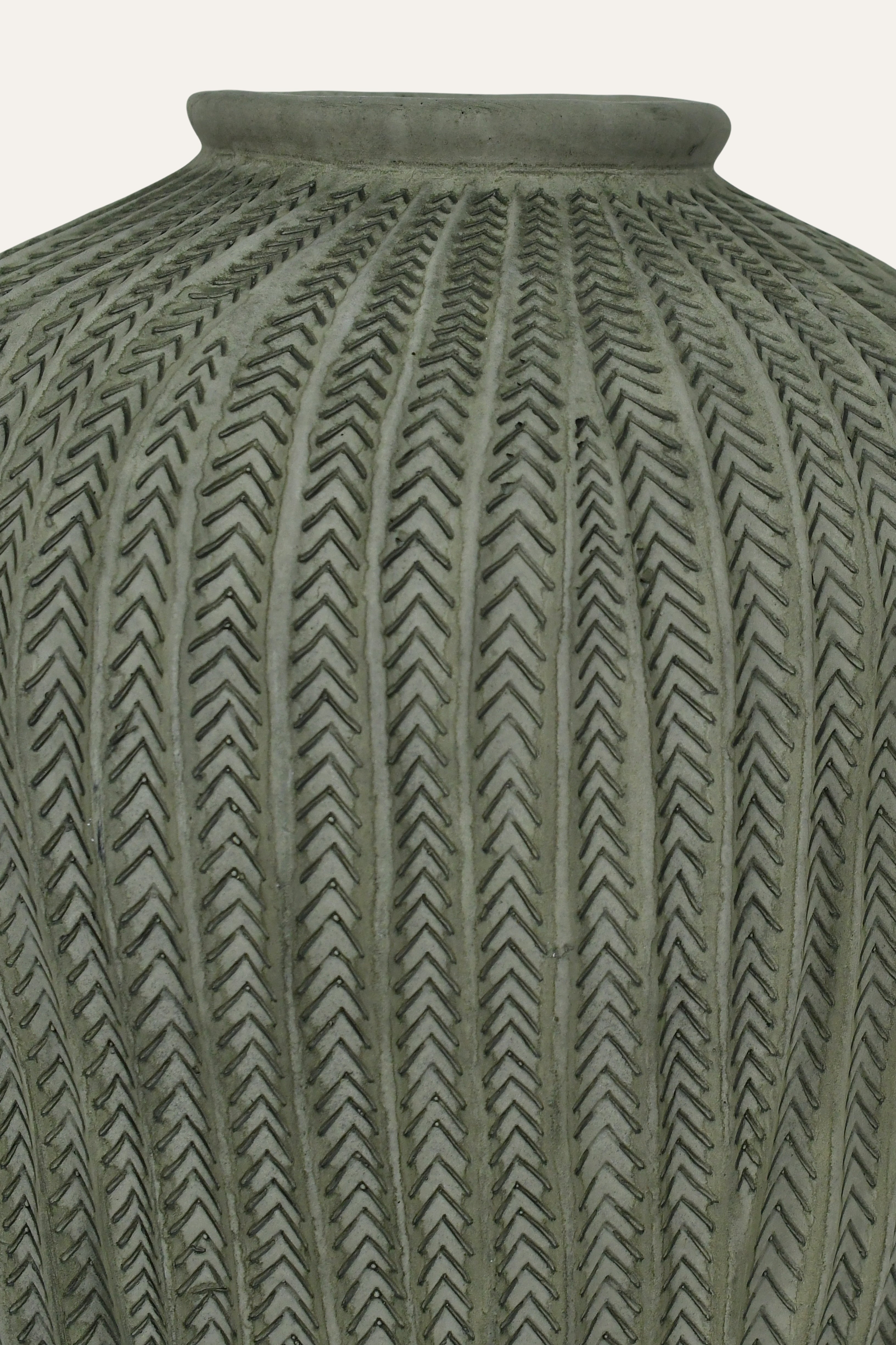 Chevron Textured Grey Terracotta Pottery Vase