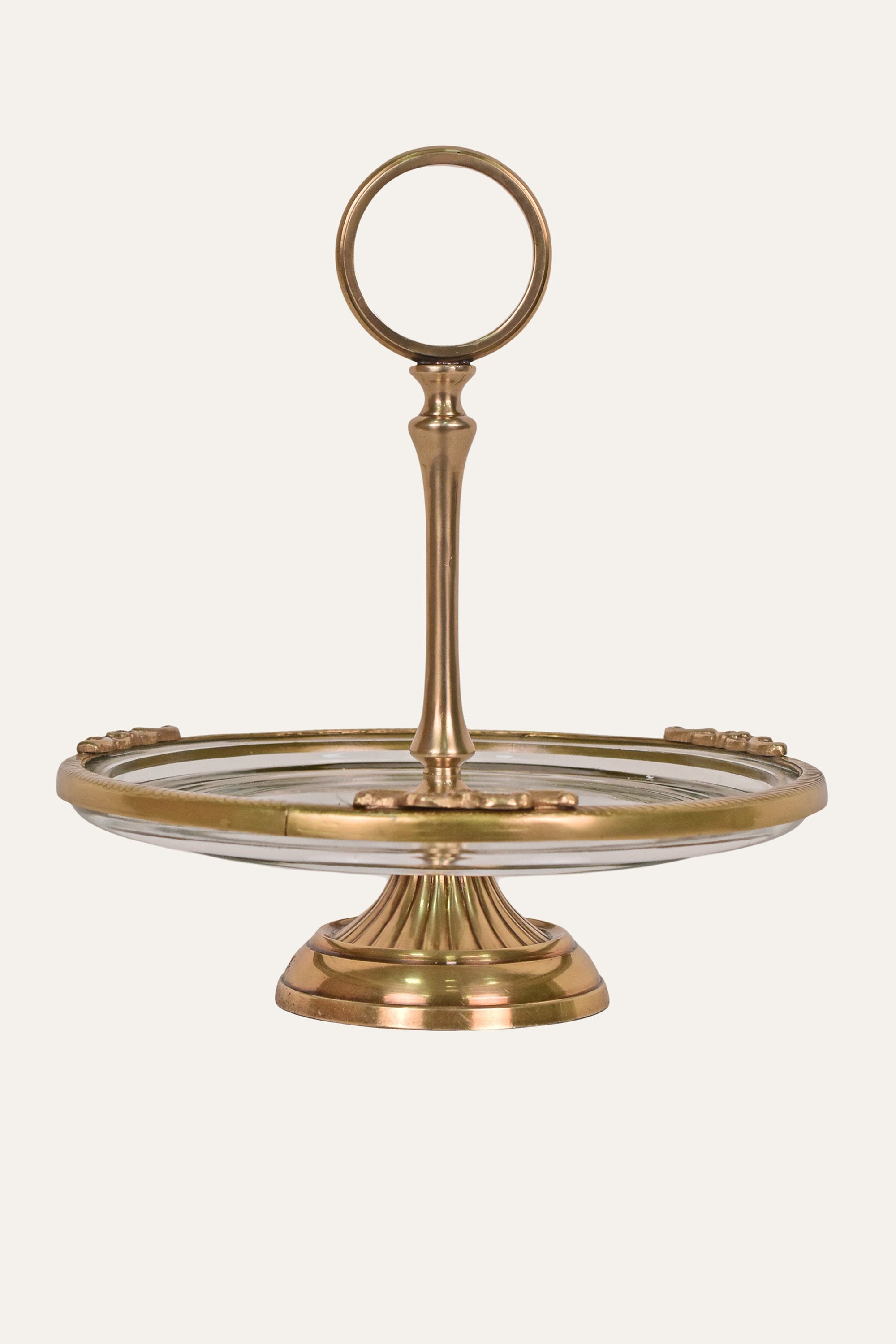 Antique Brass & Glass Cake Stand