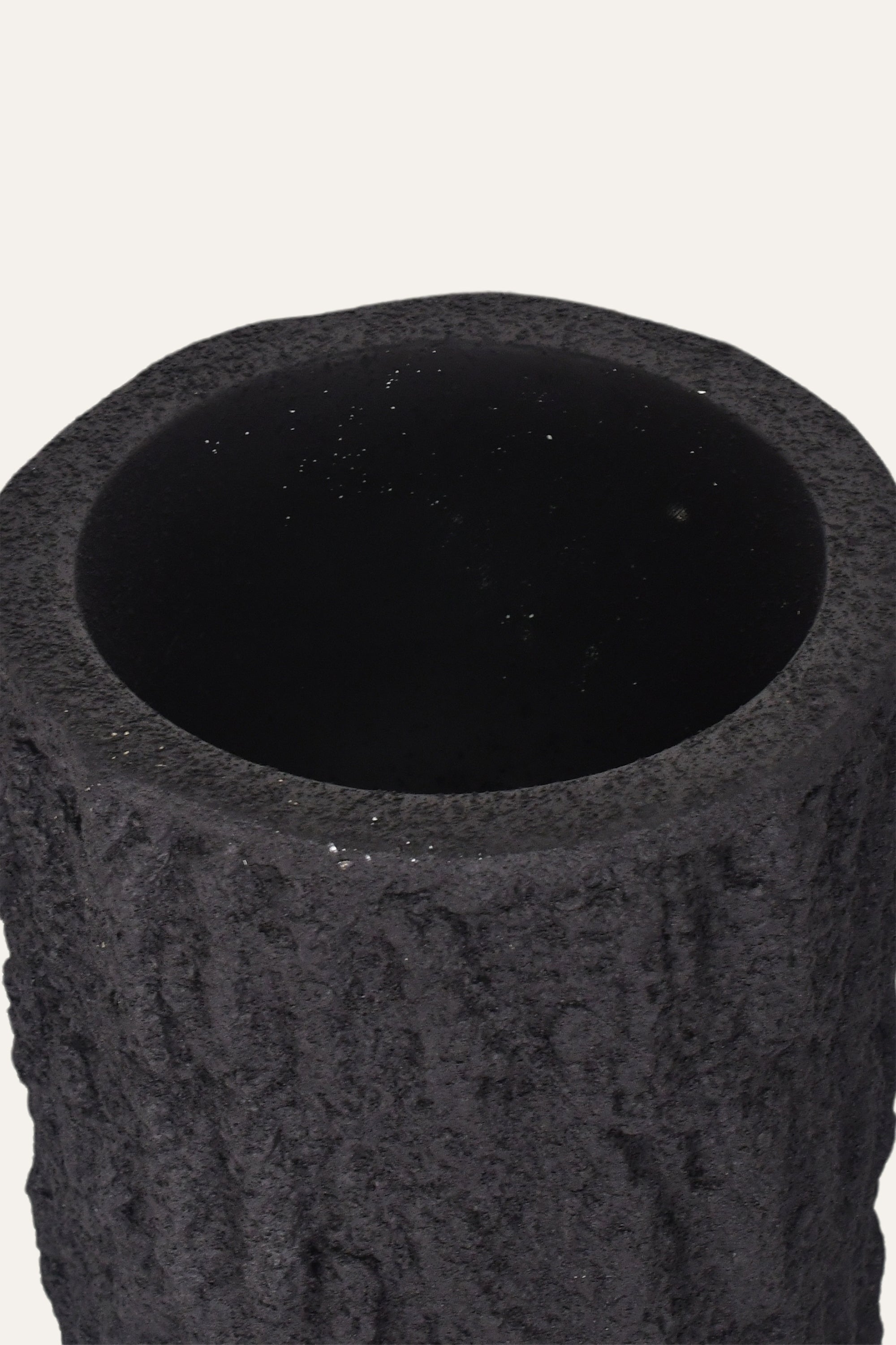 Decorative Black Textured Tall Rustic Sculpted Vase