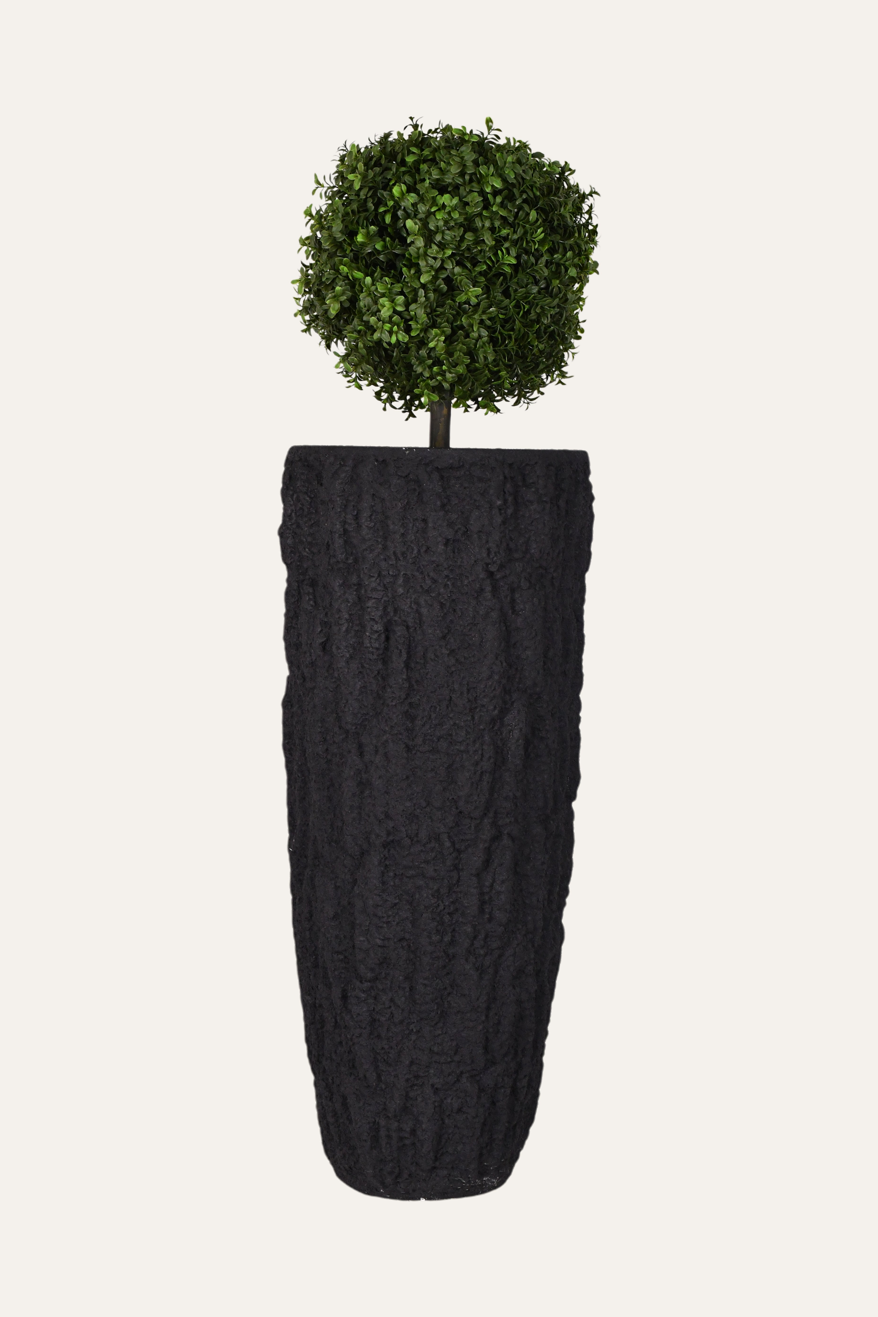 Decorative Black Textured Tall Rustic Sculpted Vase