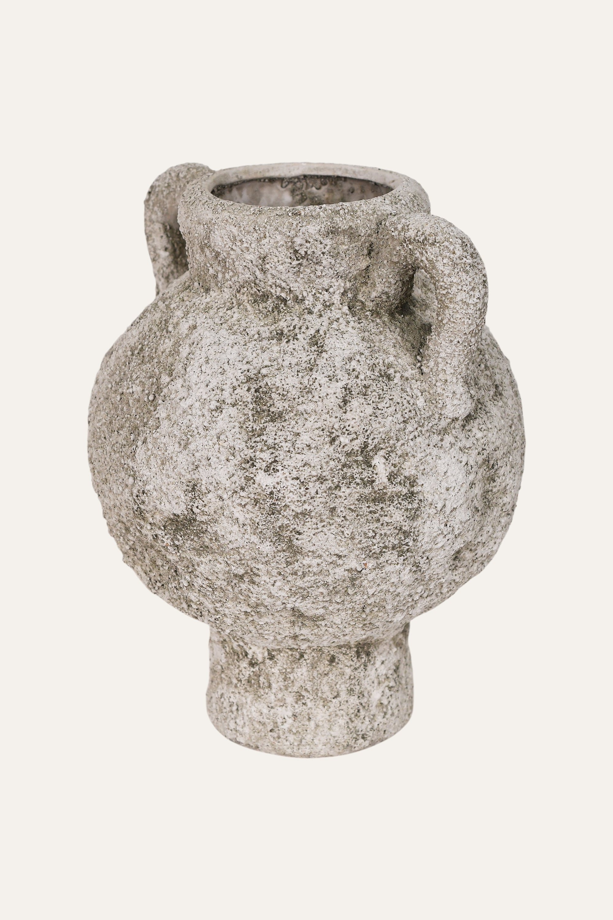Rustic Textured Double Handle Ceramic Urn Vase