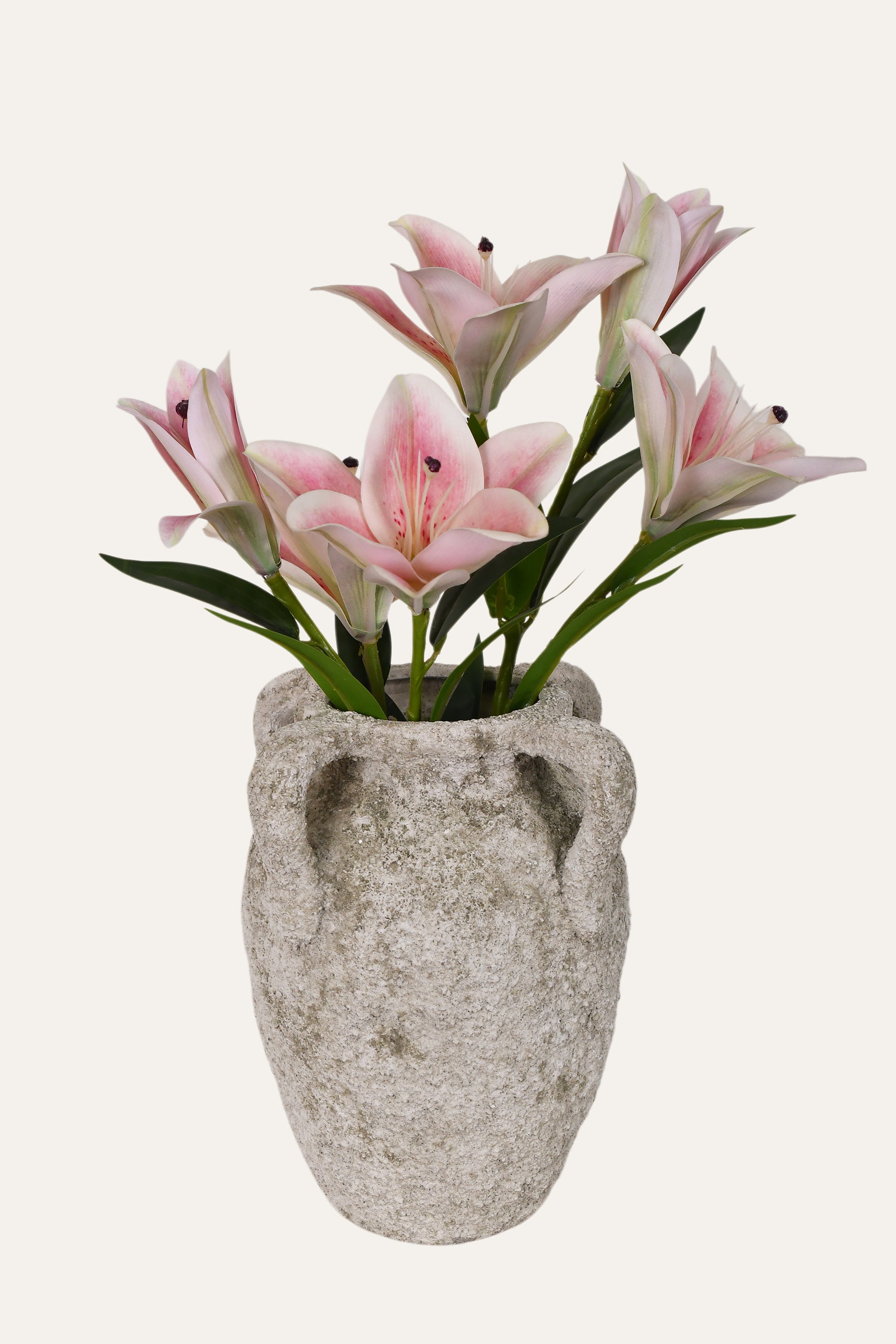 Tall Rustic Textured Ceramic Double Handle Vase