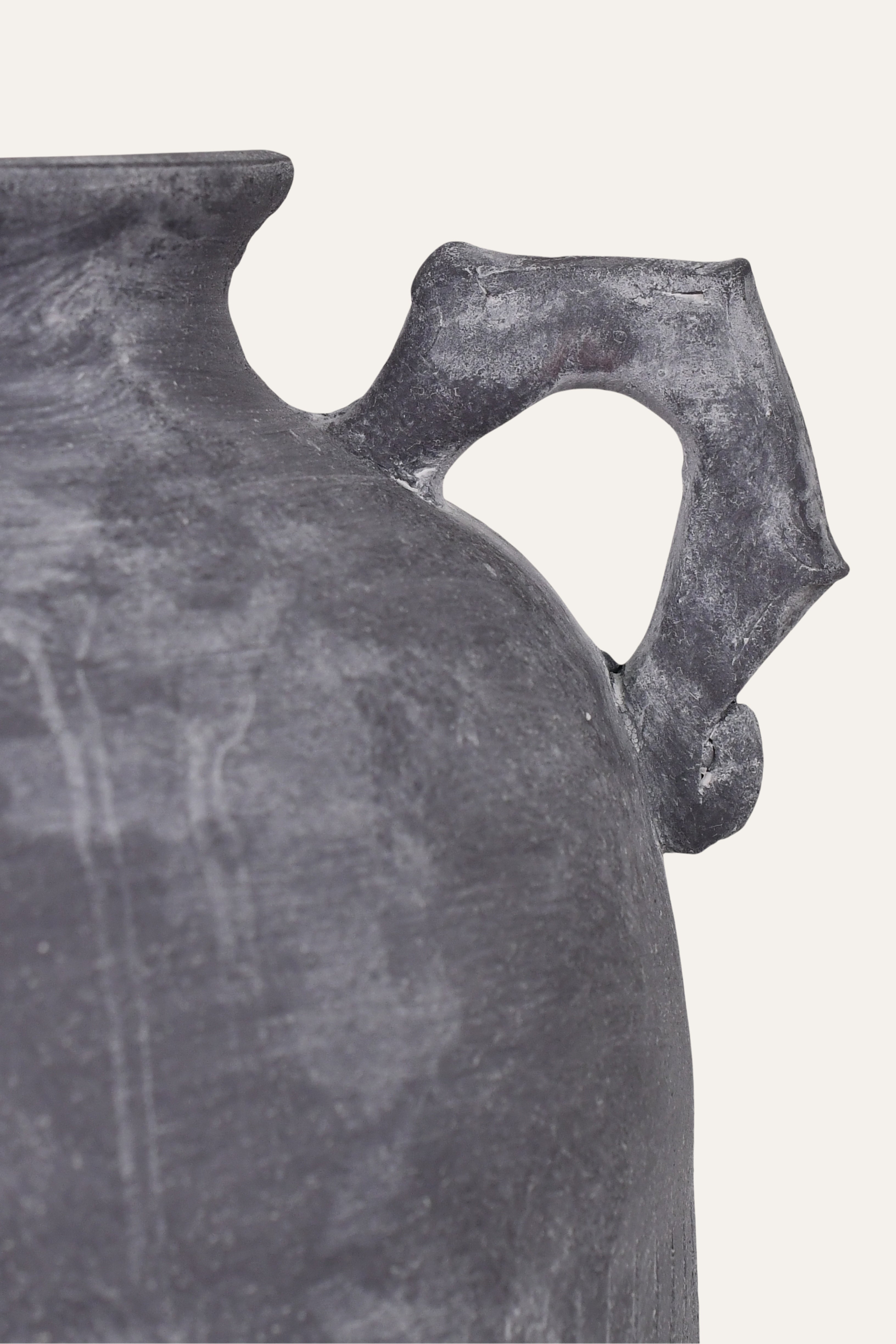 Rustic Textured Double Handle Ceramic Floor Vase