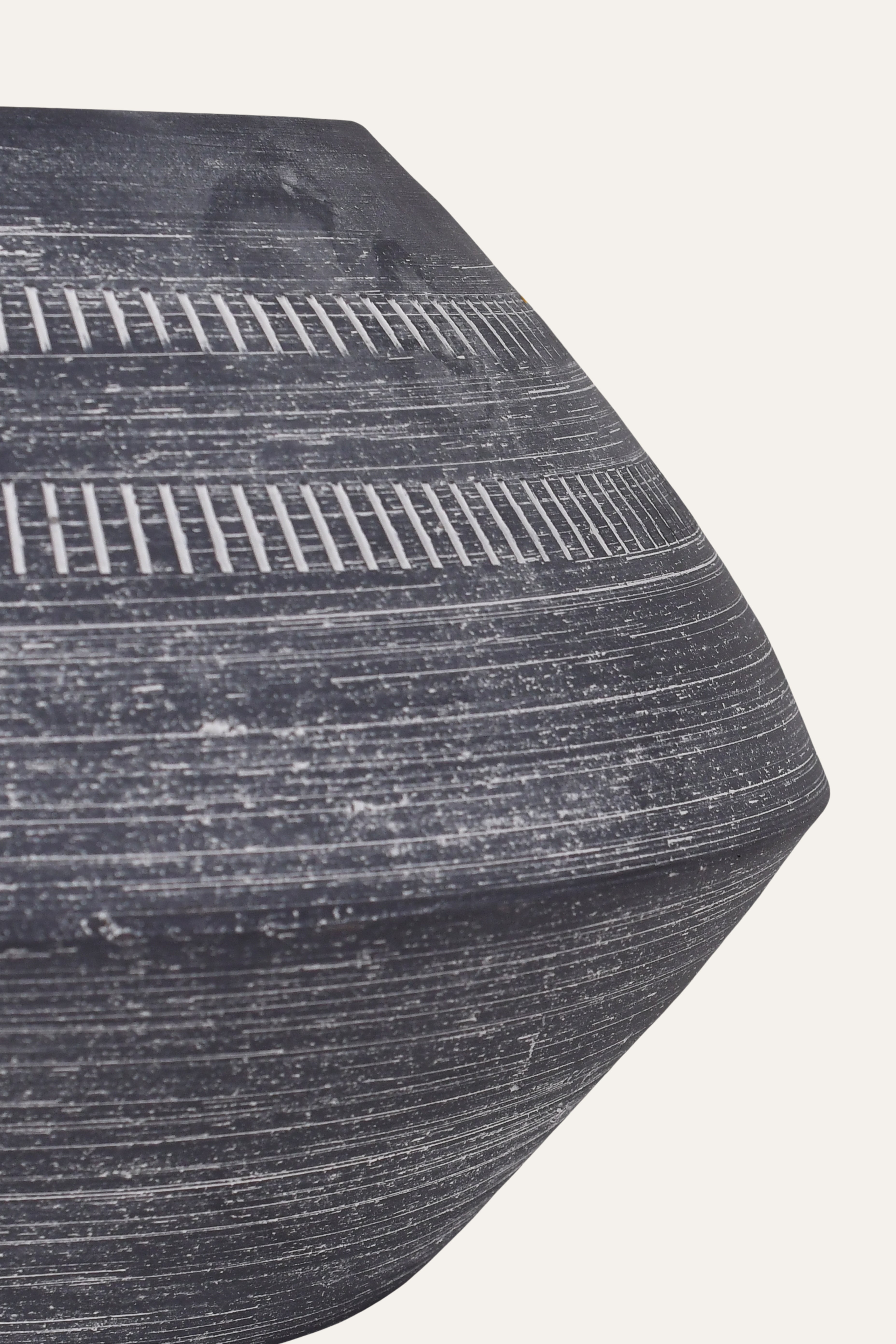 Rustic Black Textured Ceramic Bowl Tribal Vase