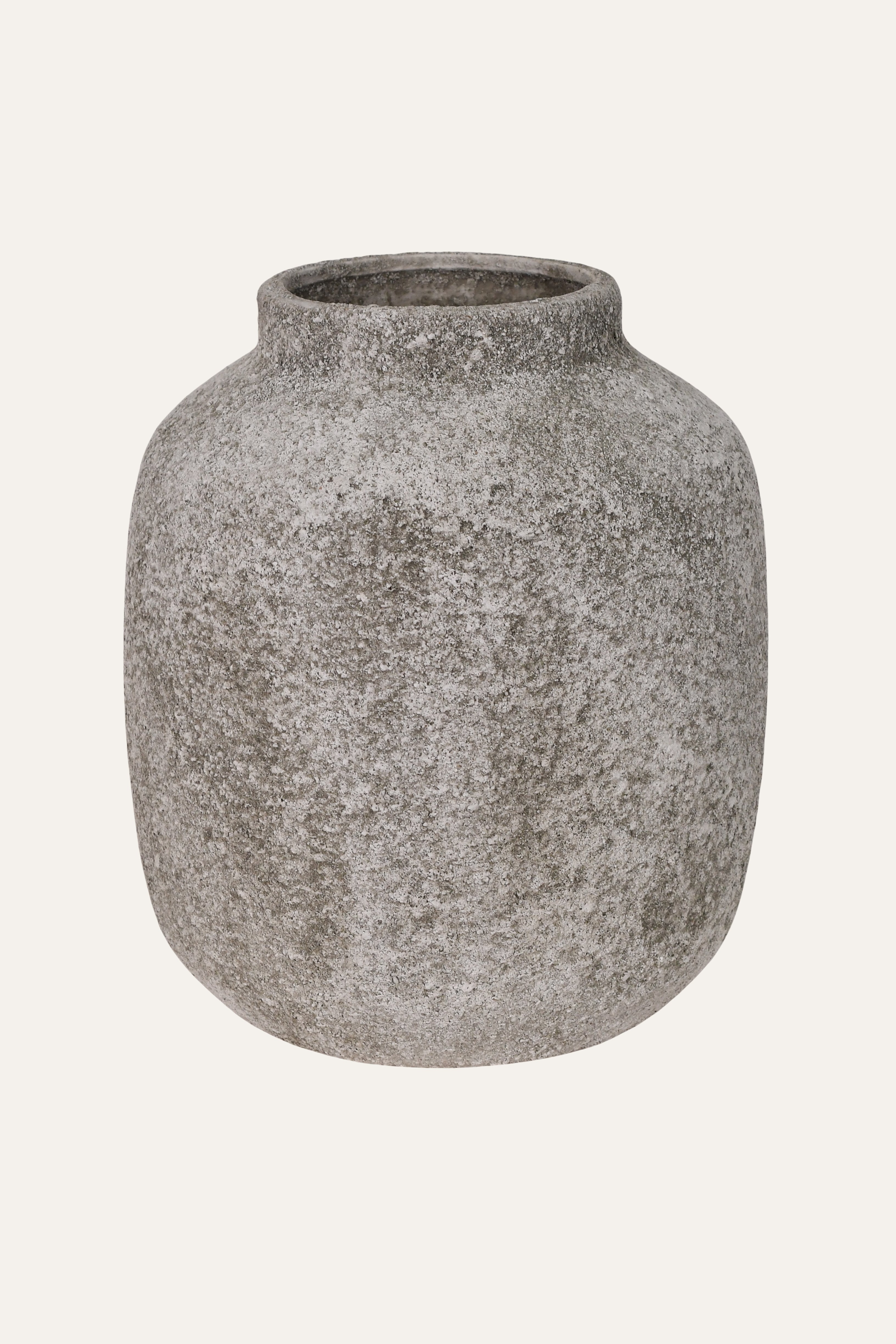 Rustic Textured Ceramic Jar Vase – Stone Finish Decor