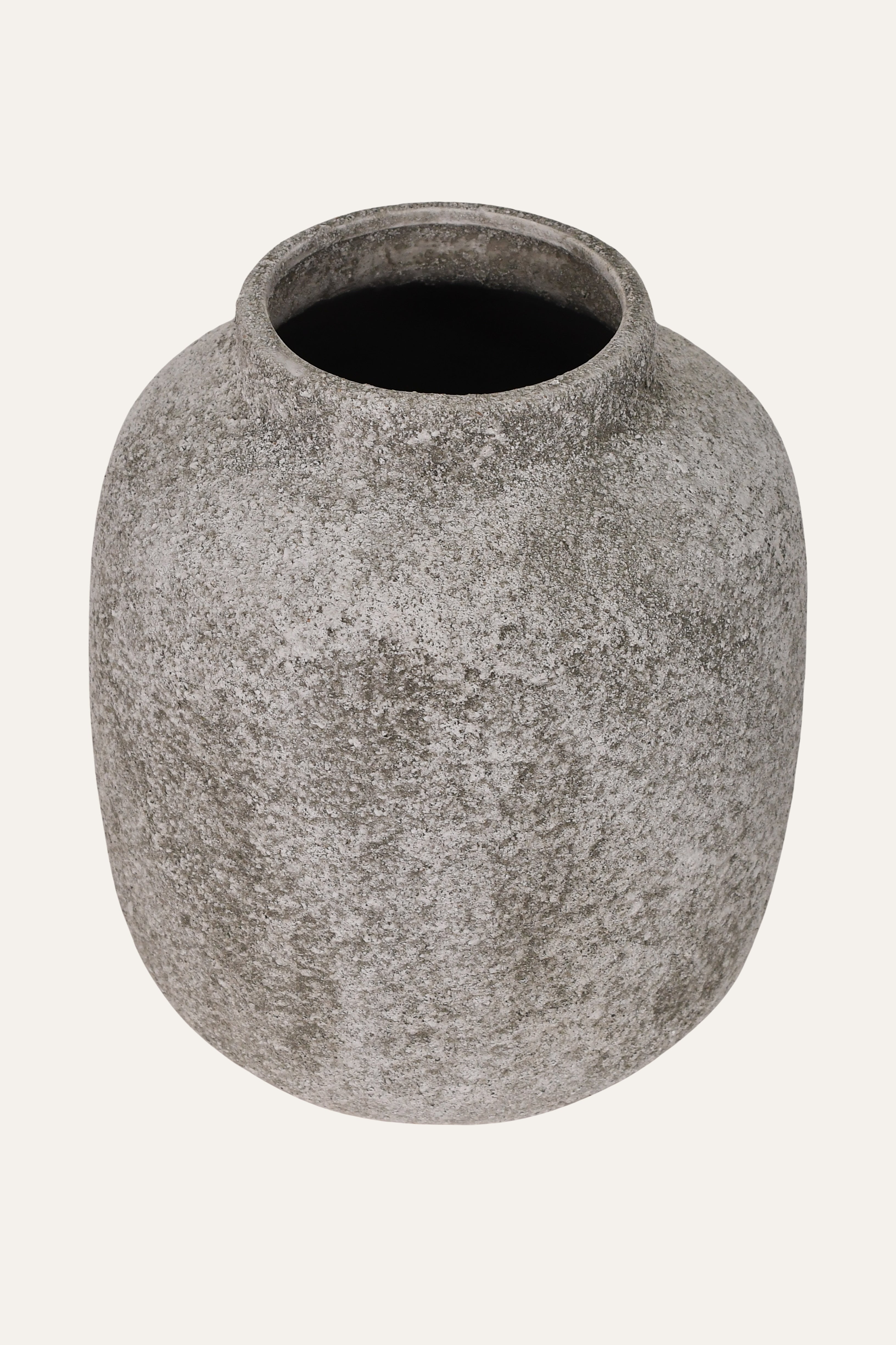 Rustic Textured Ceramic Jar Vase – Stone Finish Decor