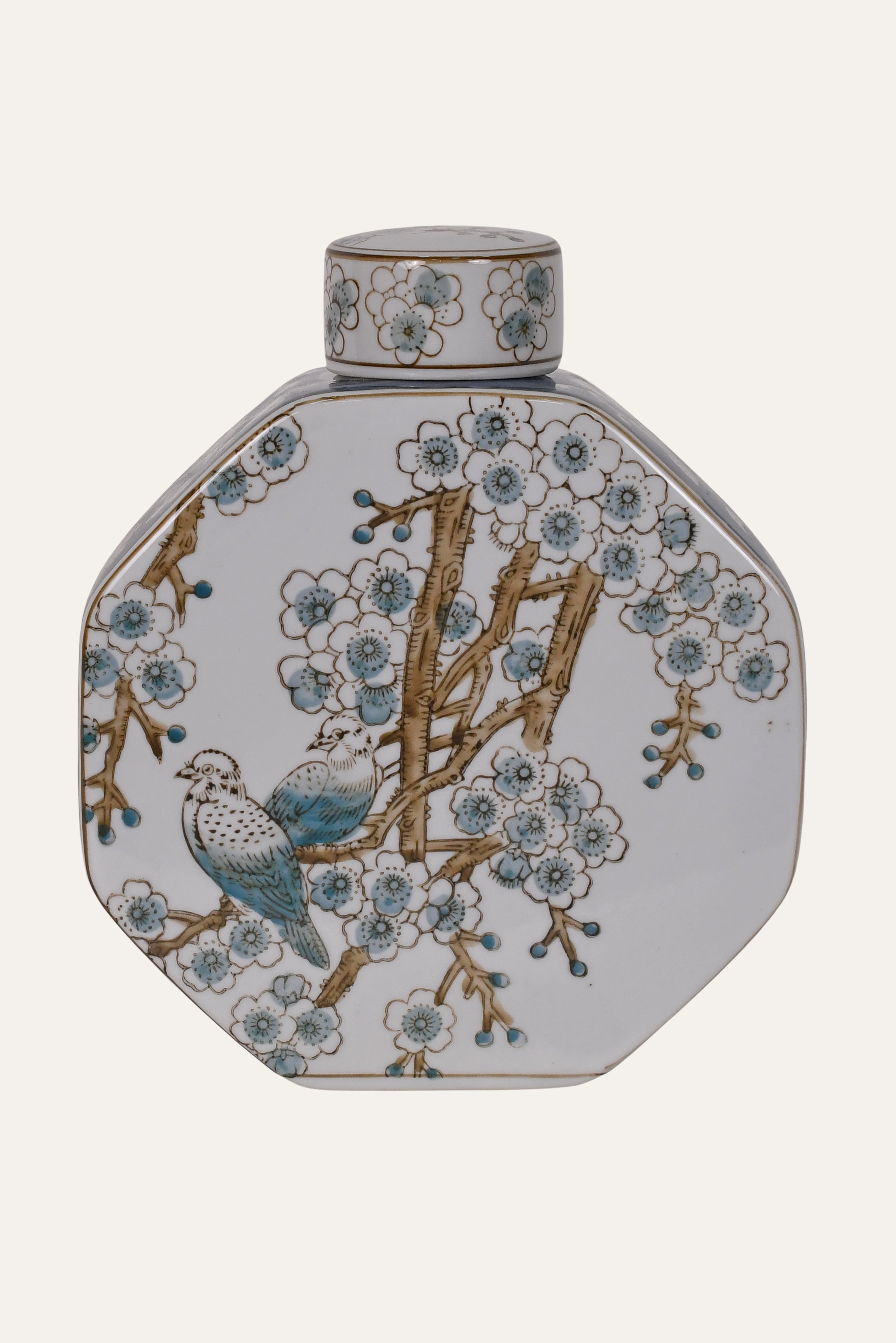 Vintage Blue & White Chinoiserie Porcelain Ginger Lidded Jar