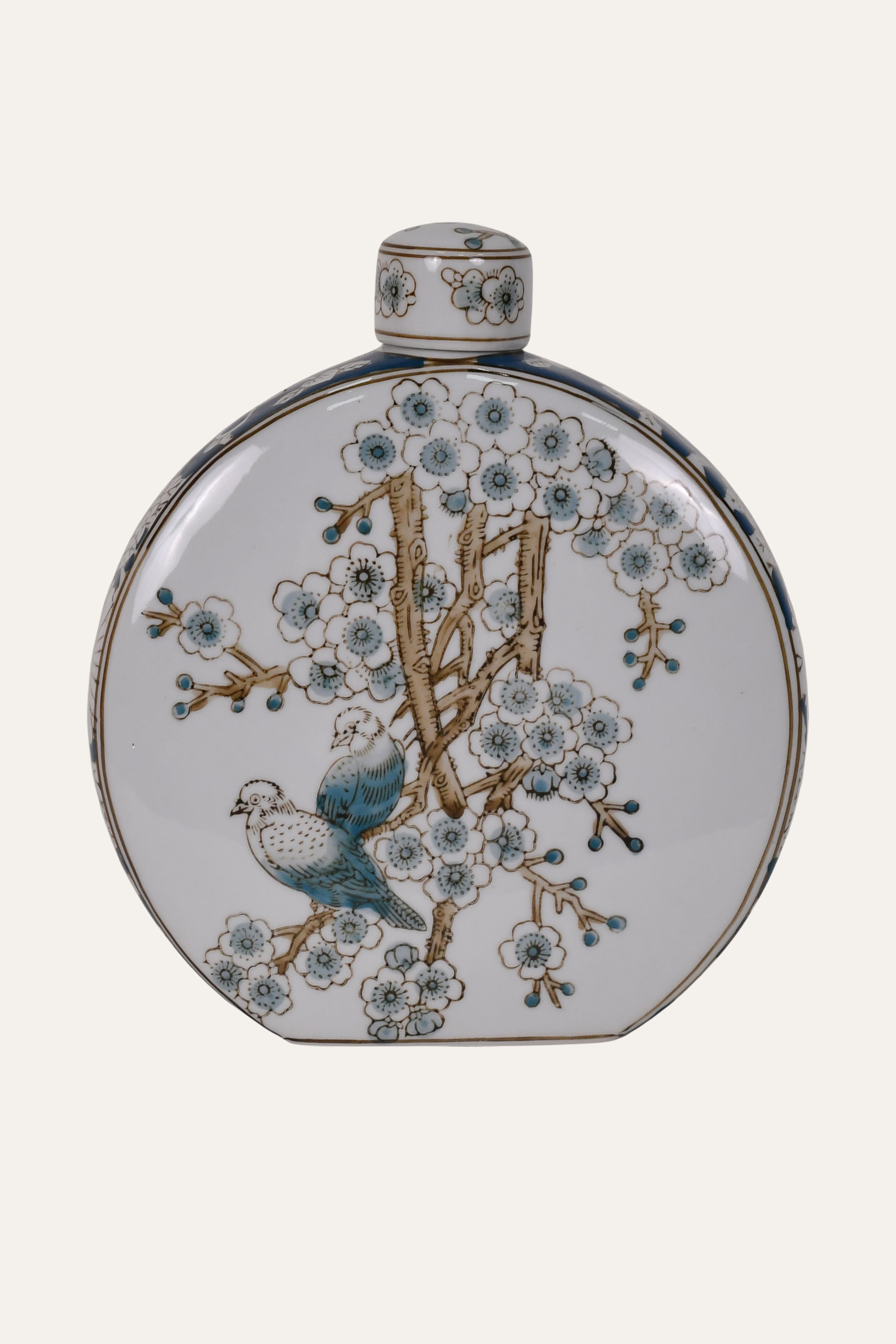 Vintage Blue & White Chinoiserie Porcelain Lidded Jar