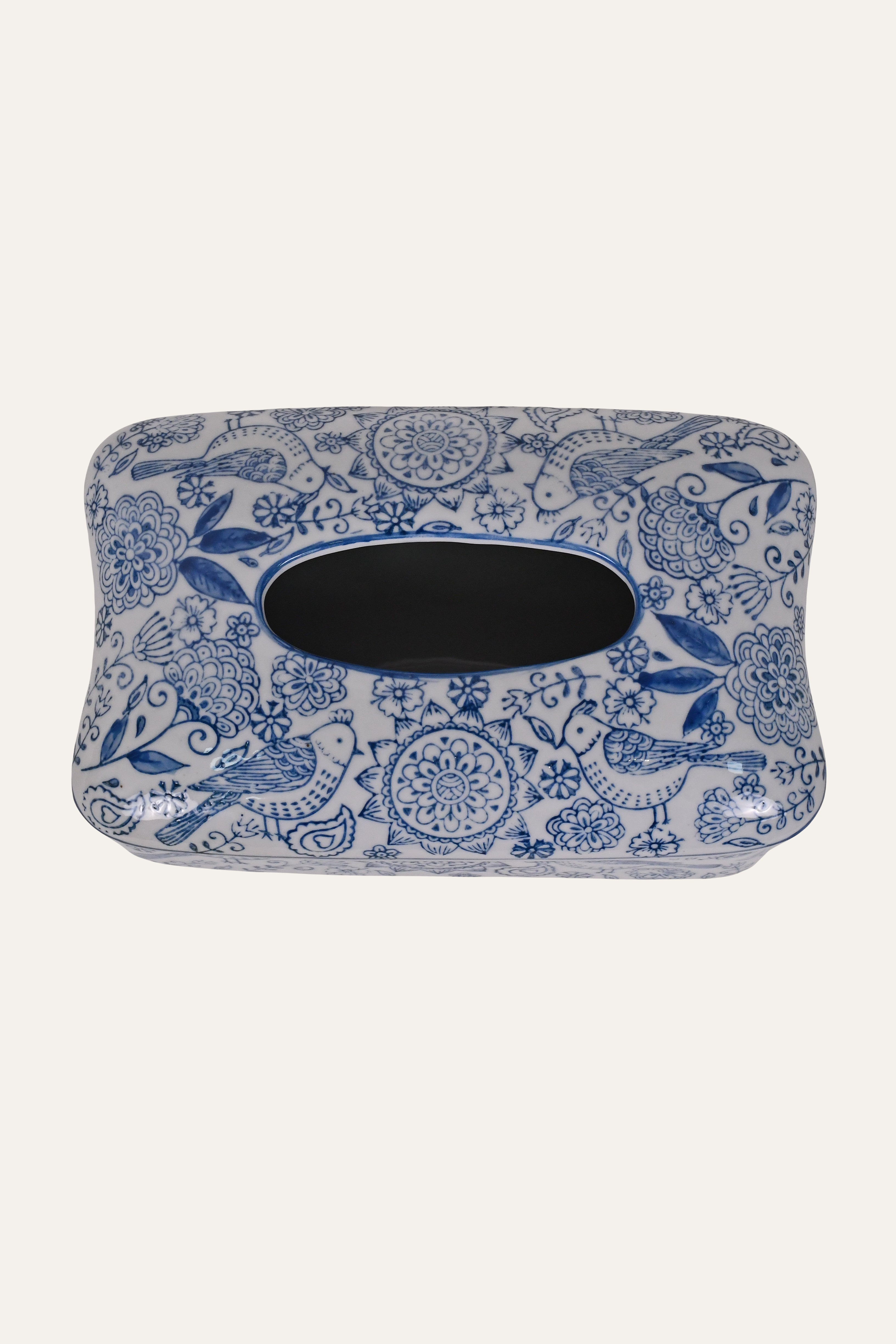Blue & White Porcelain Chinoiserie Tissue Box