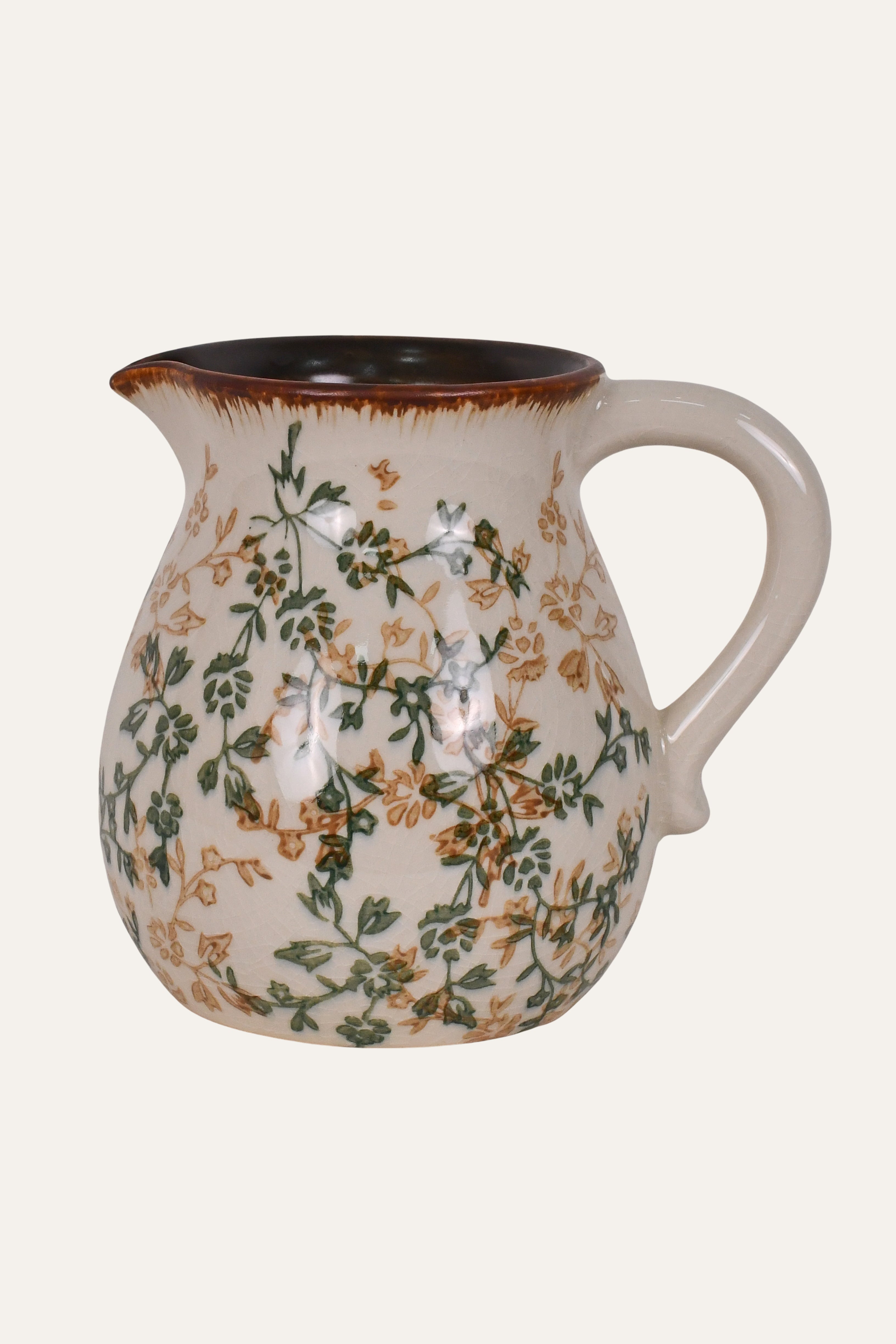 Hand Painted Floral Ceramic Pitcher Jug