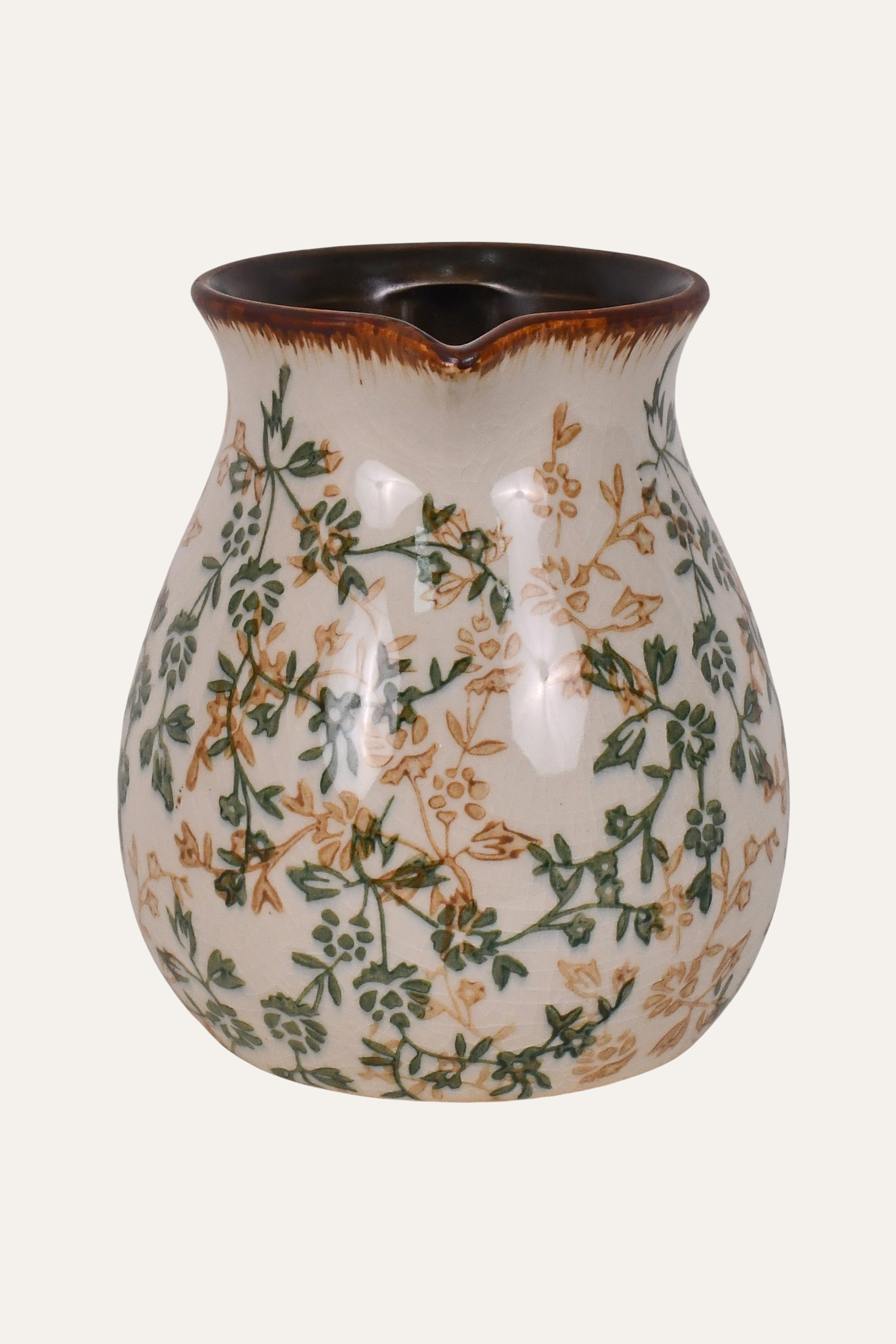 Hand Painted Floral Ceramic Pitcher Jug