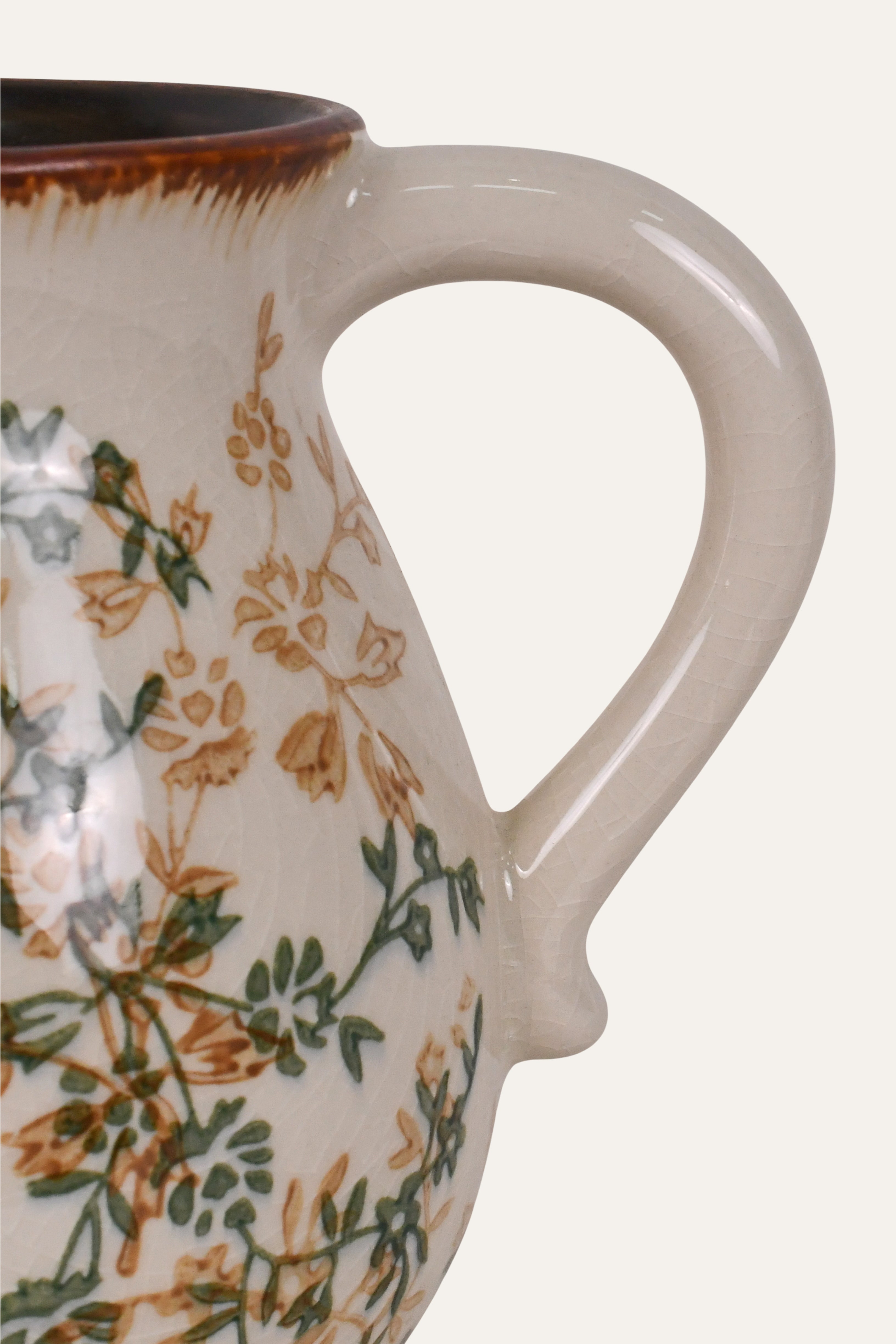 Hand Painted Floral Ceramic Pitcher Jug