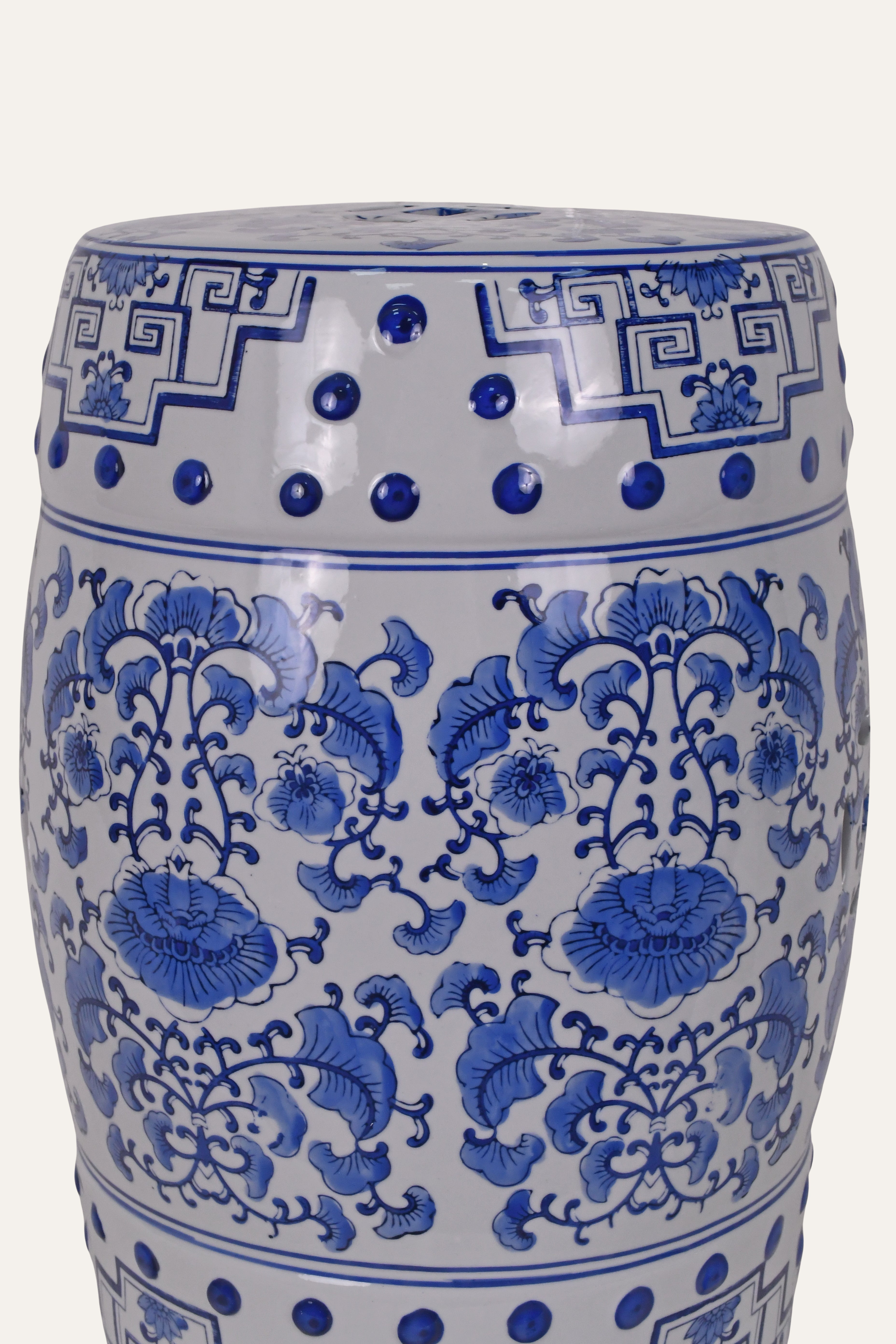 Blue & White Porcelain Chinoiserie Garden Stool