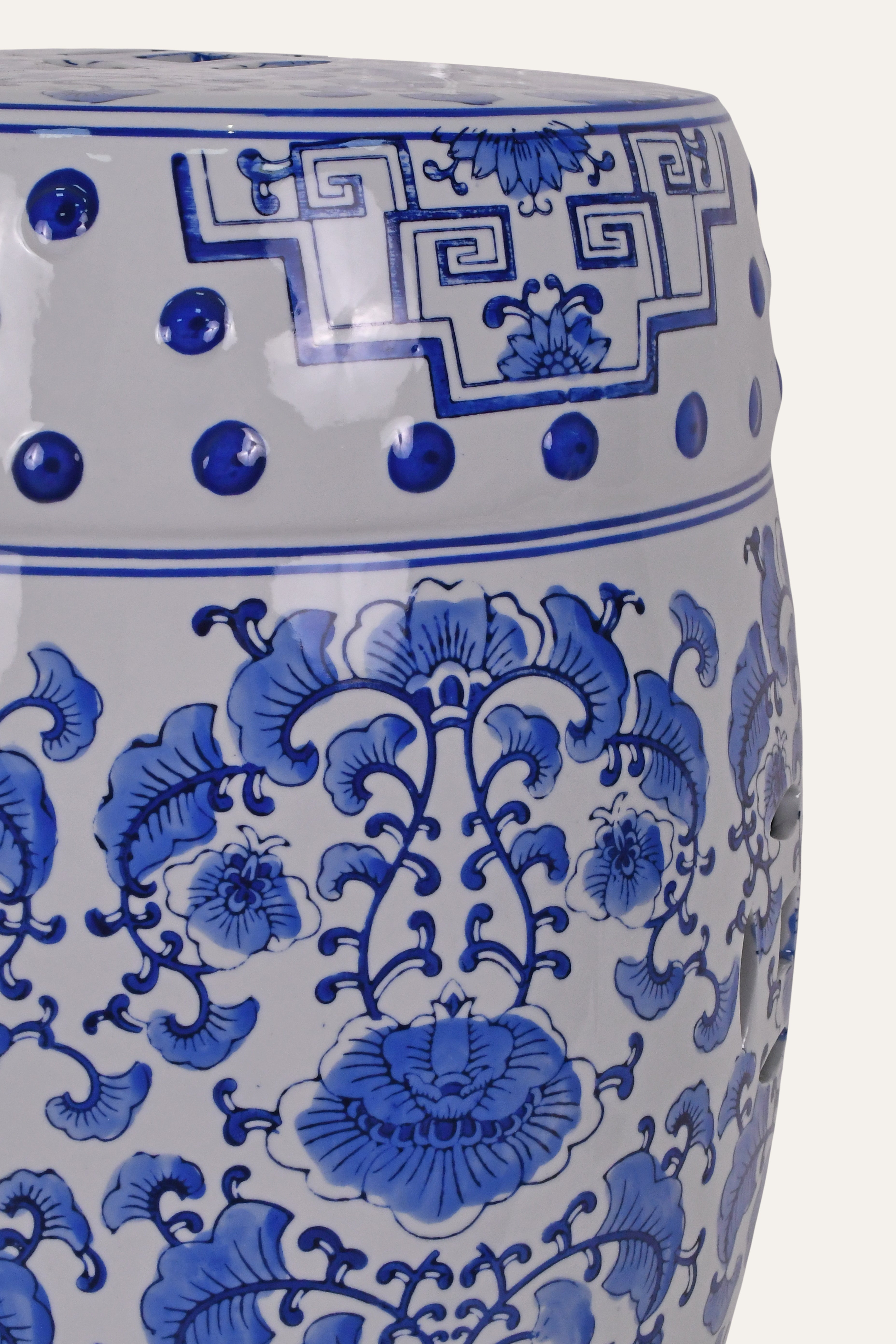 Blue & White Porcelain Chinoiserie Garden Stool