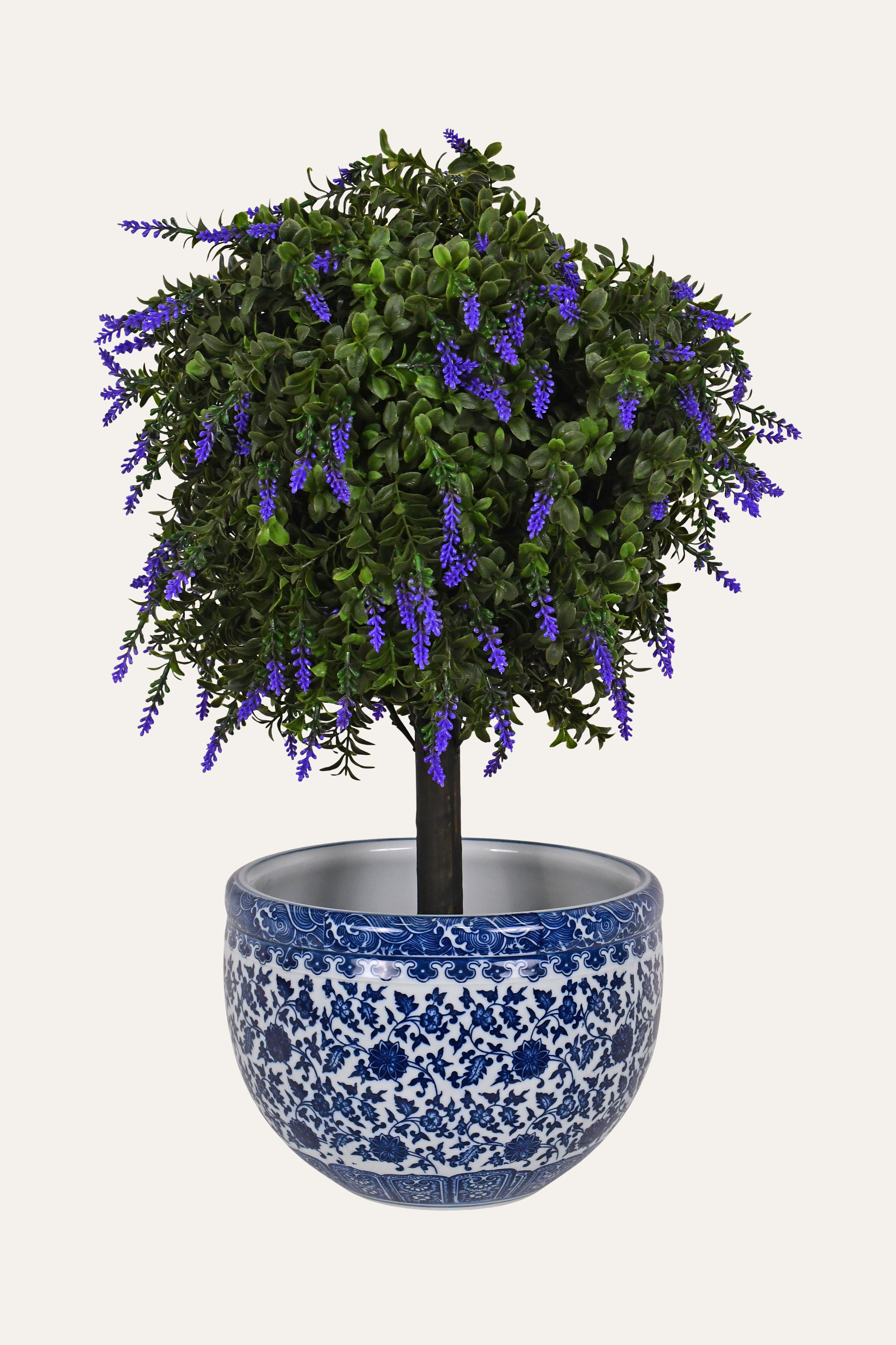 Blue & White Porcelain Floral Chinoiserie Planter - Medium